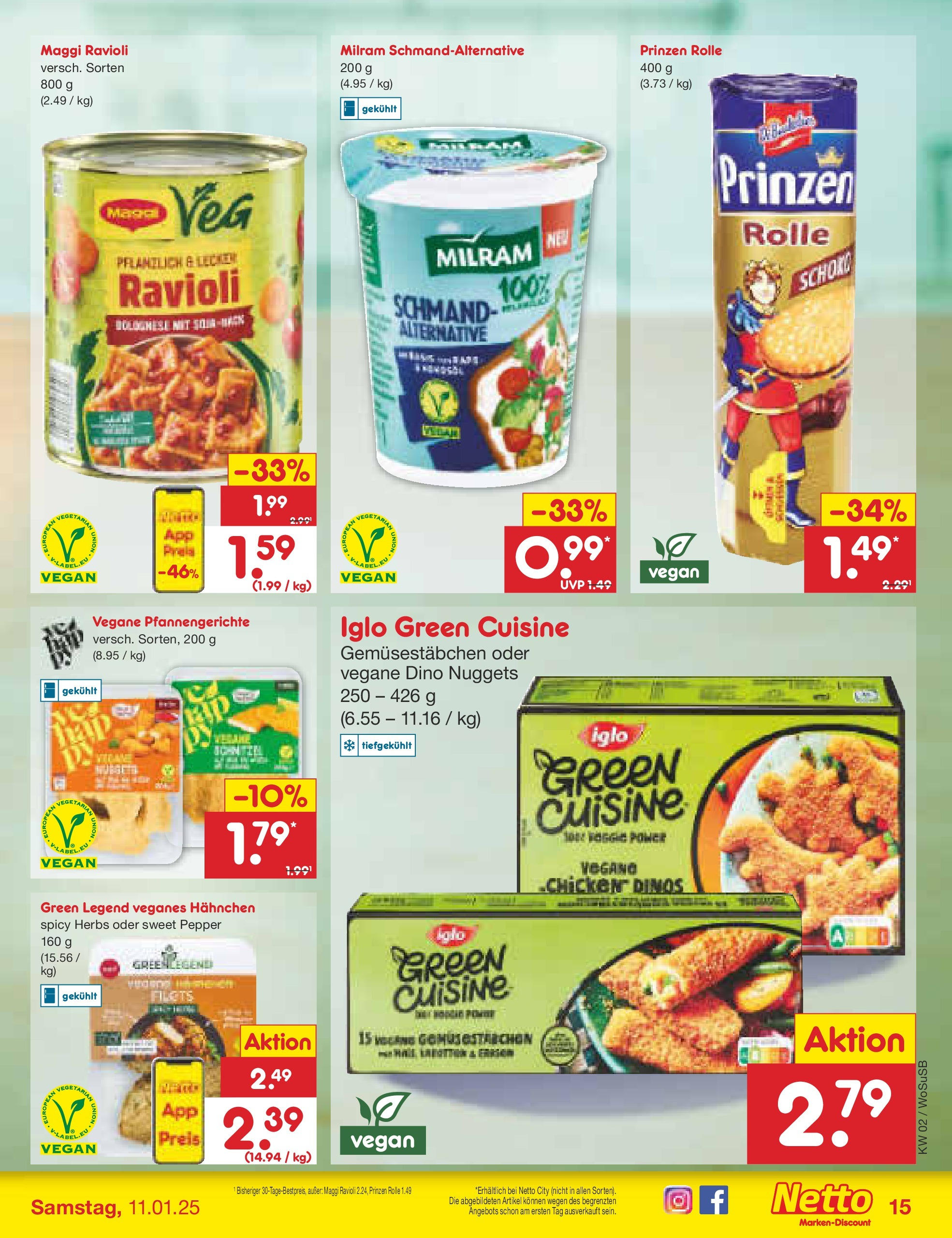 Netto Marken-Discount - Netto: Getränkeangebote (ab 06.01.2025) » Angebote | Seite: 15 | Produkte: Hahnchen, Maggi, Iglo, Milram