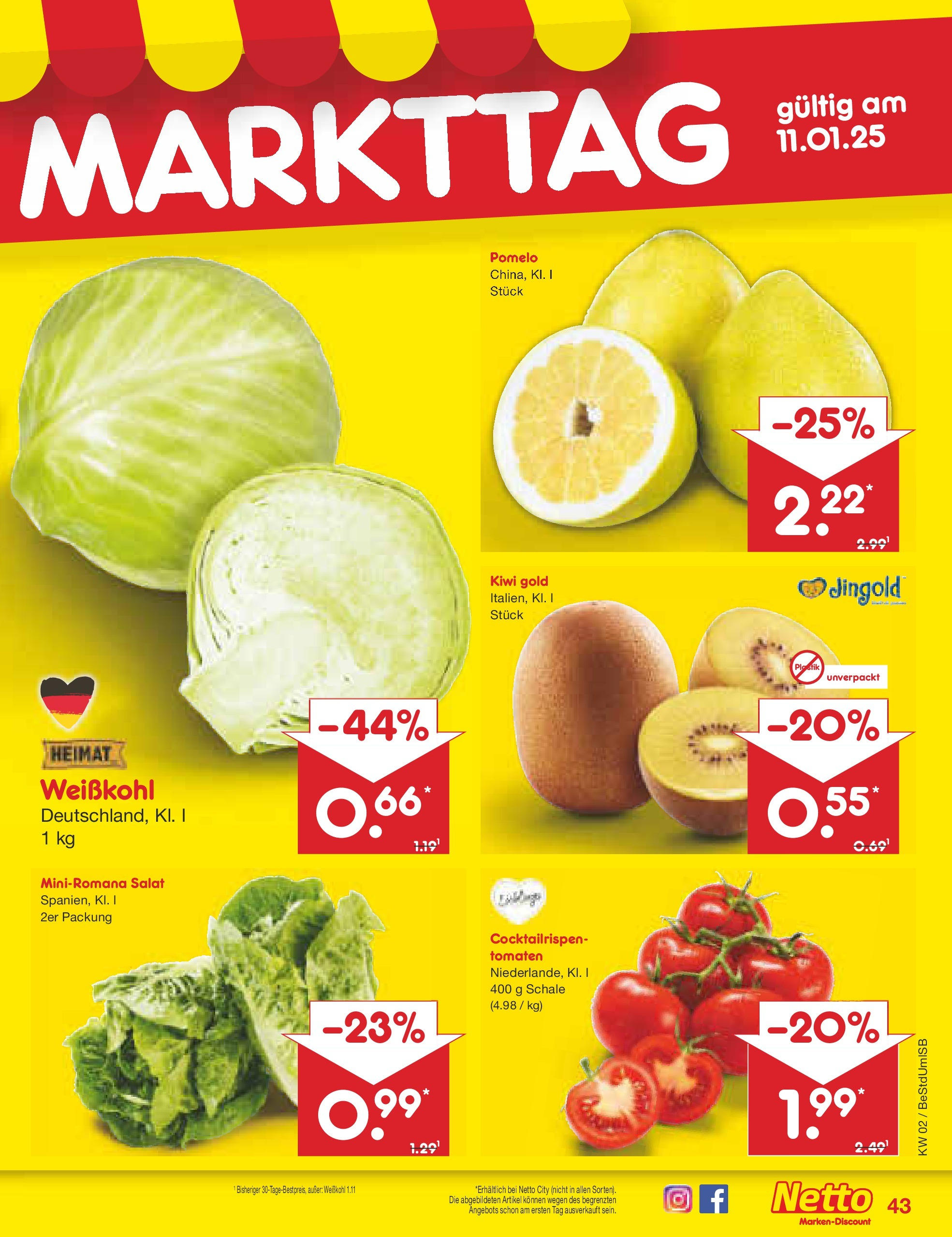 Netto Marken-Discount - Berlin, Corinthstraße 32 (ab 06.01.2025) » Angebote | Seite: 59 | Produkte: Tomaten, Kiwi, Salat