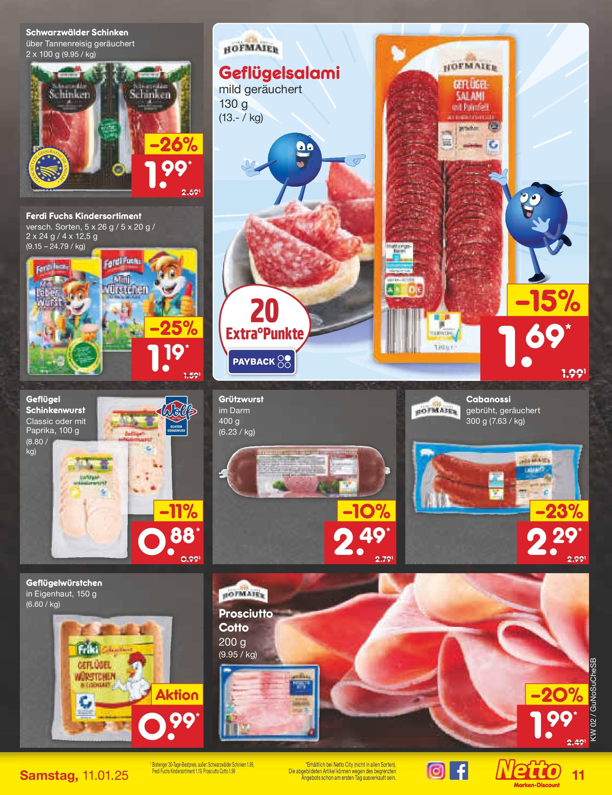 Netto Marken-Discount - Netto: Getränkeangebote (ab 06.01.2025) » Angebote | Seite: 11 | Produkte: Salami, Schinken