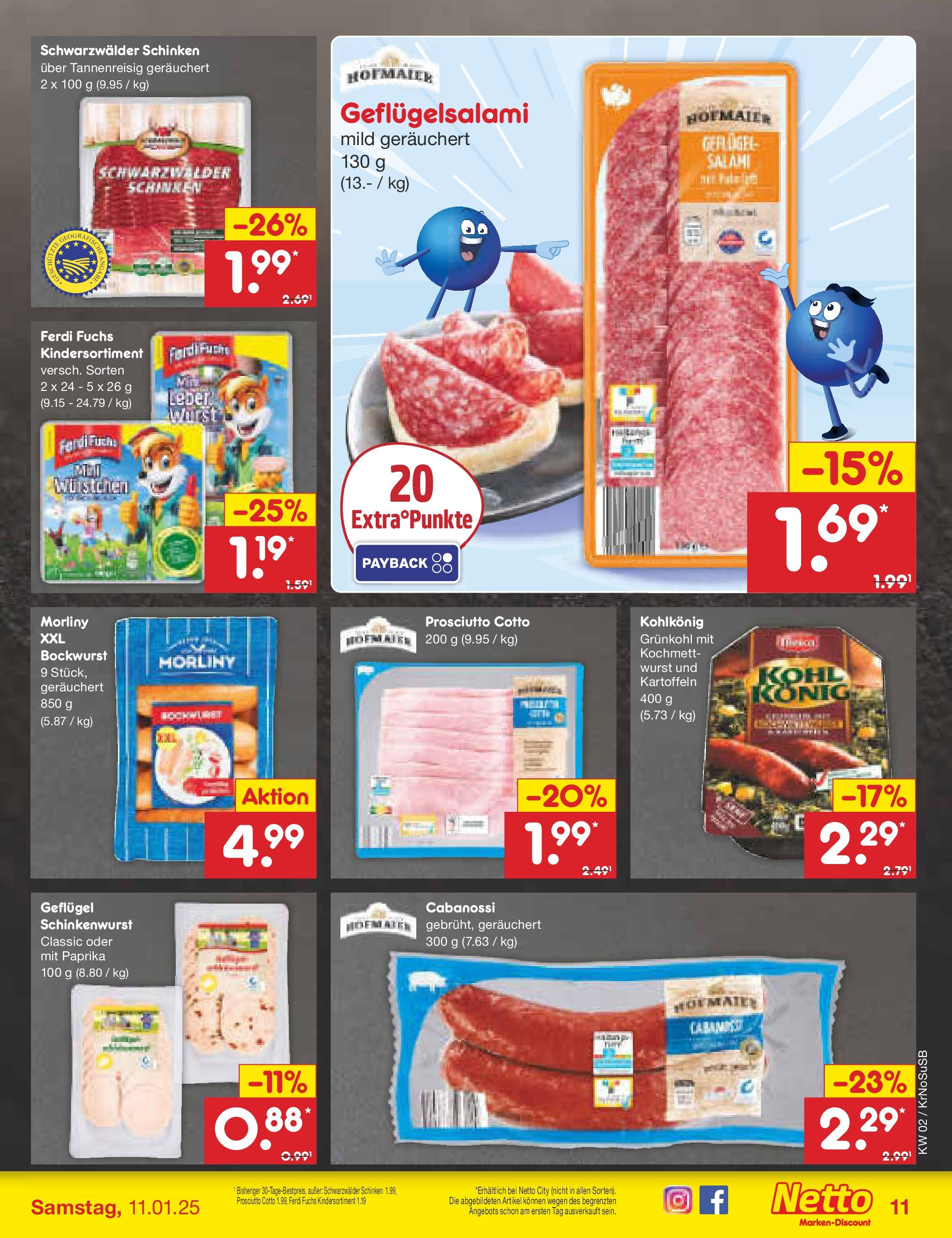 Netto Marken-Discount - Netto: Getränkeangebote (ab 06.01.2025) » Angebote | Seite: 11 | Produkte: Paprika, Wurst, Salami, Schinken