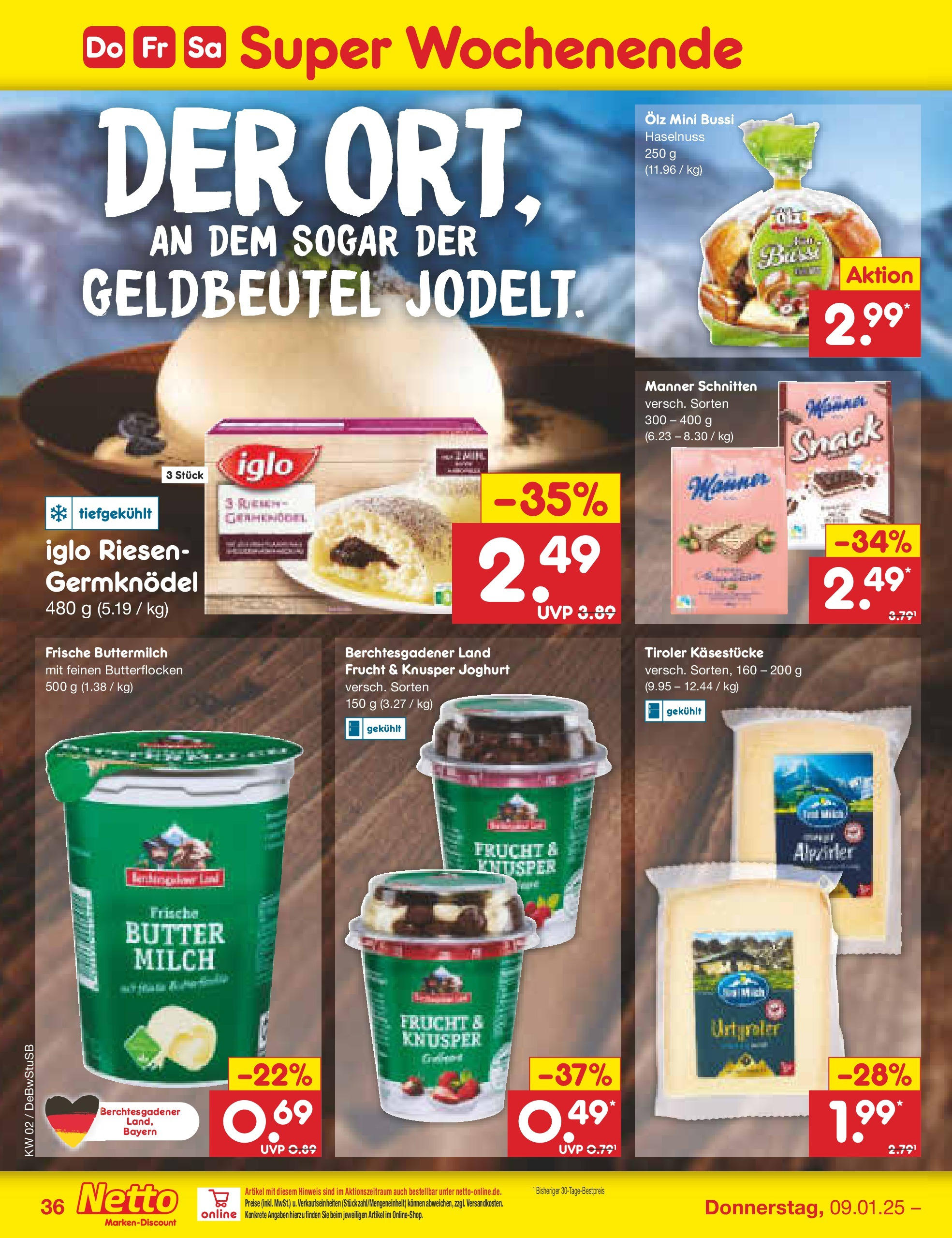 Netto Marken-Discount - Netto: Getränkeangebote (ab 06.01.2025) » Angebote | Seite: 52 | Produkte: Buttermilch, Milch, Joghurt, Iglo