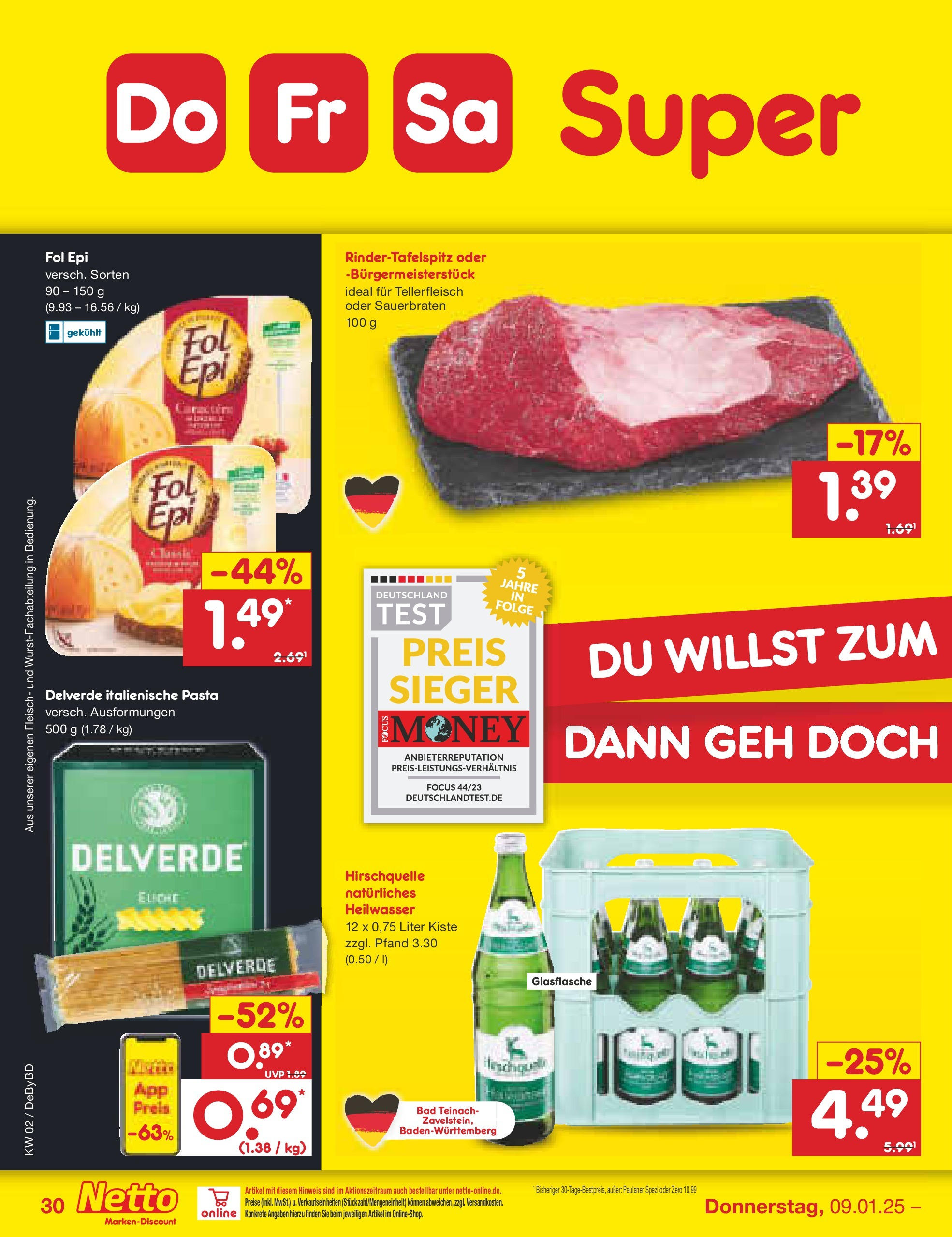 Netto Marken-Discount - Netto: Getränkeangebote (ab 06.01.2025) » Angebote | Seite: 44 | Produkte: Paulaner spezi, Bad, Fleisch, Paulaner