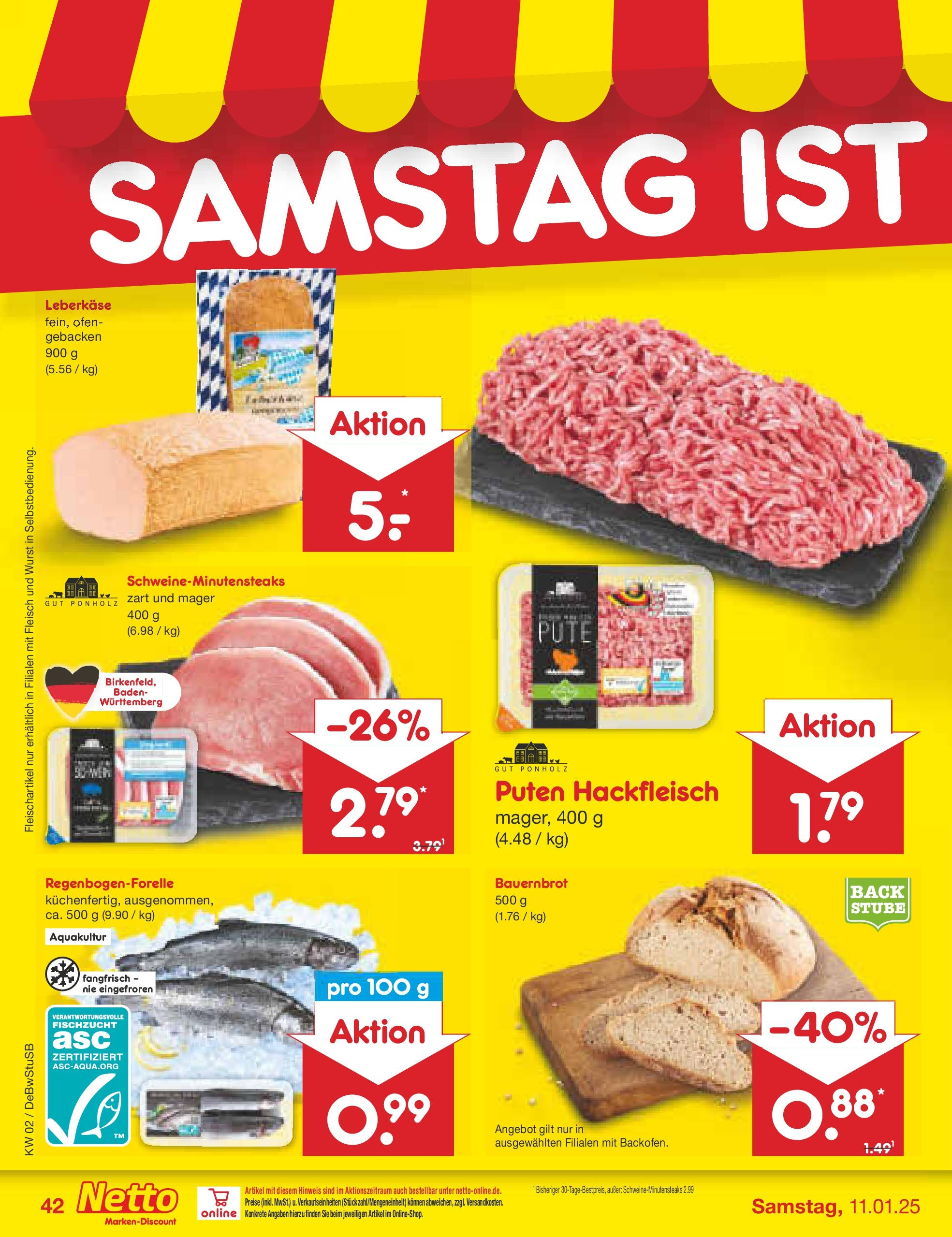 Netto Marken-Discount - Netto: Getränkeangebote (ab 06.01.2025) » Angebote | Seite: 58 | Produkte: Pute, Fleisch, Hackfleisch, Leberkase