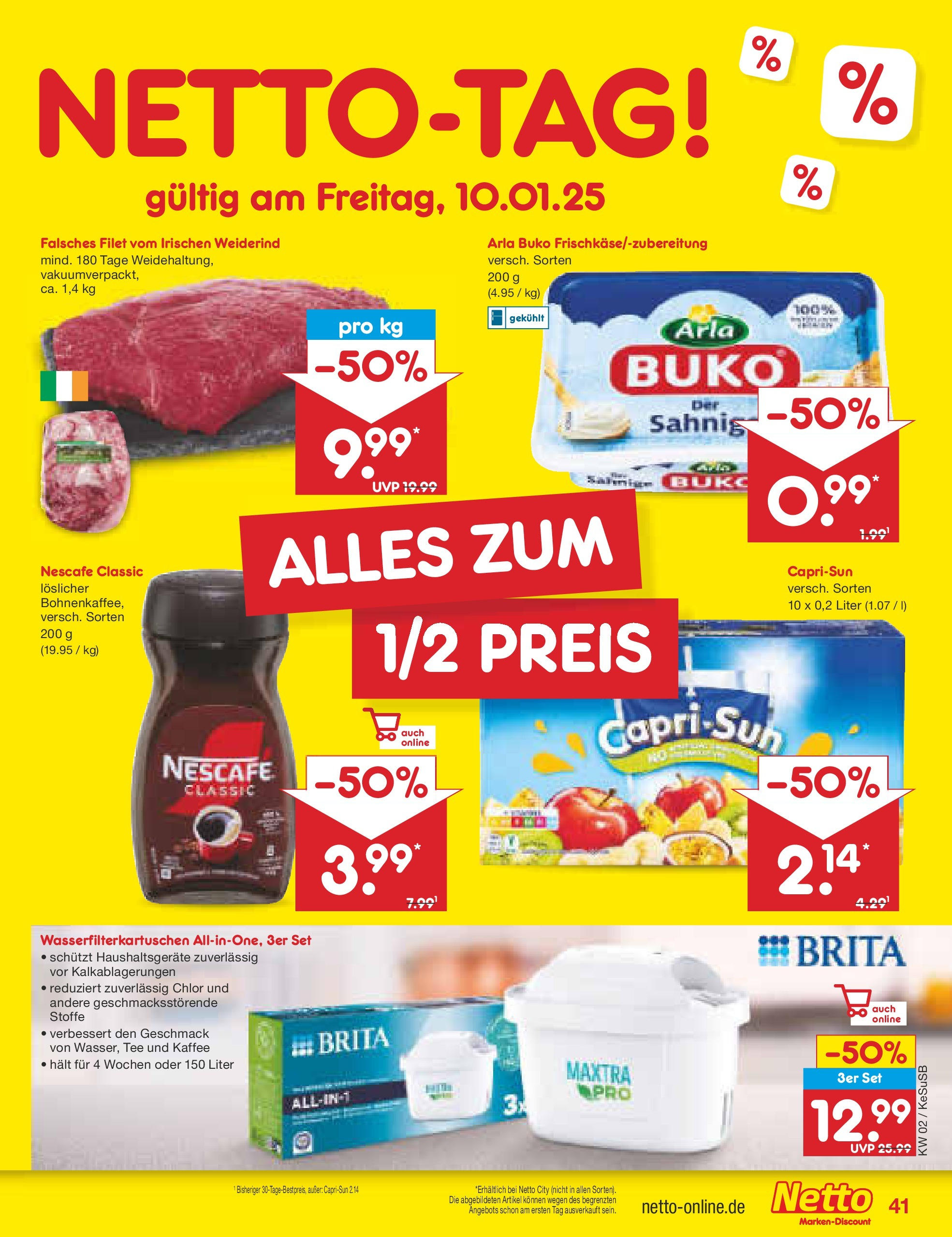 Netto Marken-Discount - Netto: Getränkeangebote (ab 06.01.2025) » Angebote | Seite: 57 | Produkte: Nescafe, Kaffee, Nescafe classic, Arla buko