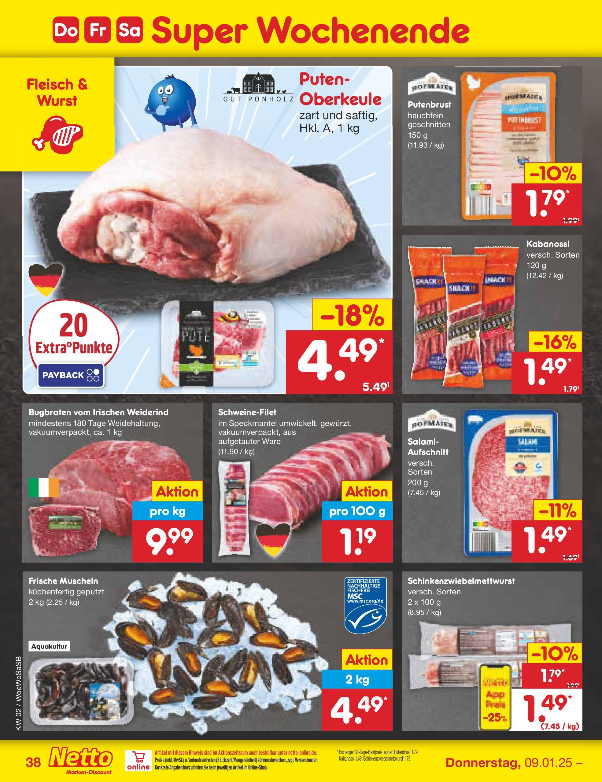 Netto Marken-Discount - Netto: Getränkeangebote (ab 06.01.2025) » Angebote | Seite: 54 | Produkte: Schweinefilet, Wurst, Salami, Fleisch