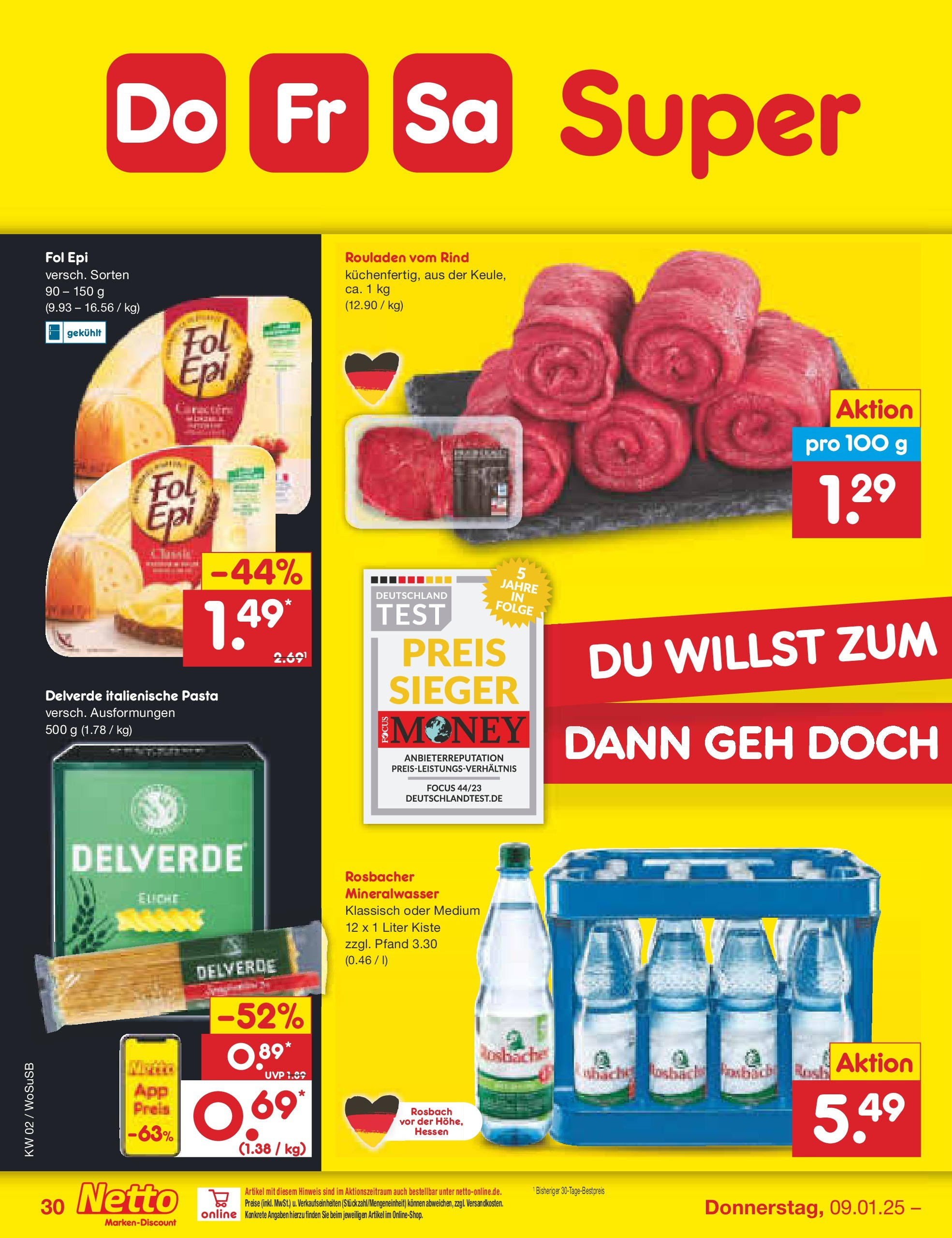 Netto Marken-Discount - Netto: Getränkeangebote (ab 06.01.2025) » Angebote | Seite: 44 | Produkte: Mineralwasser, Pasta