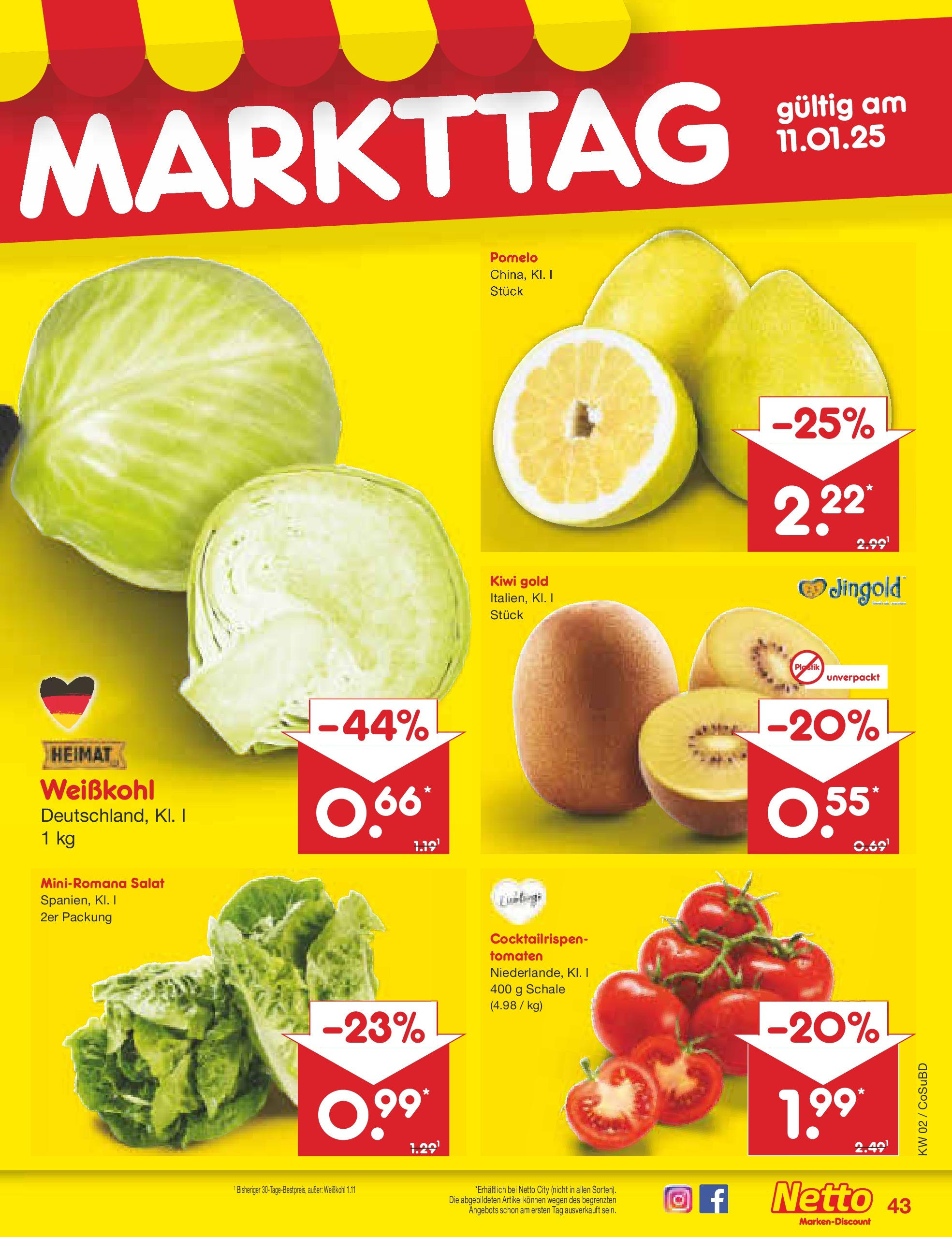 Netto Marken-Discount - Netto: Getränkeangebote (ab 06.01.2025) » Angebote | Seite: 59 | Produkte: Tomaten, Kiwi, Salat