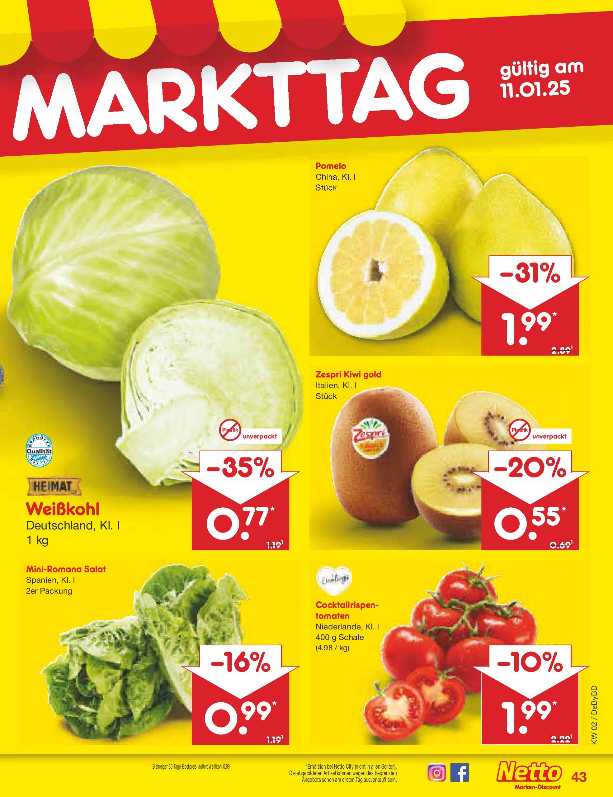 Netto Marken-Discount - Netto: Getränkeangebote (ab 06.01.2025) » Angebote | Seite: 59 | Produkte: Tomaten, Kiwi, Salat