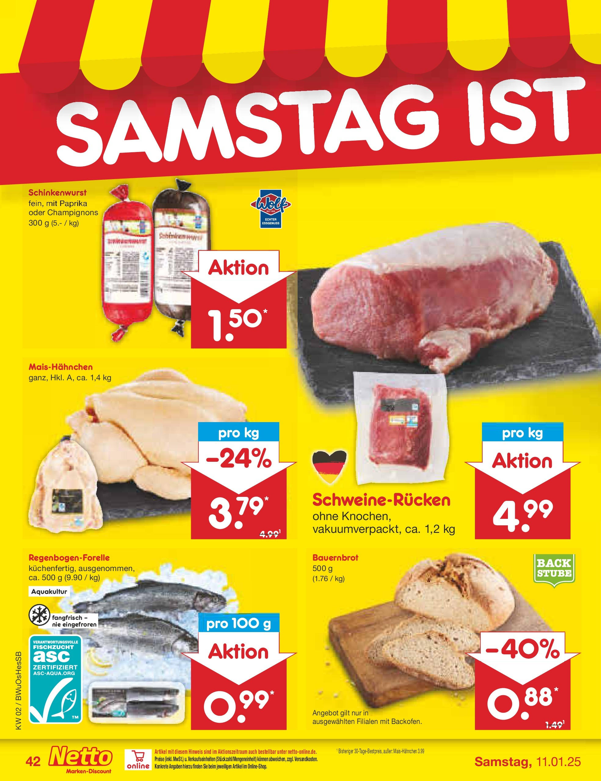 Netto Marken-Discount - Netto: Getränkeangebote (ab 06.01.2025) » Angebote | Seite: 58 | Produkte: Champignons, Paprika, Schweinerucken