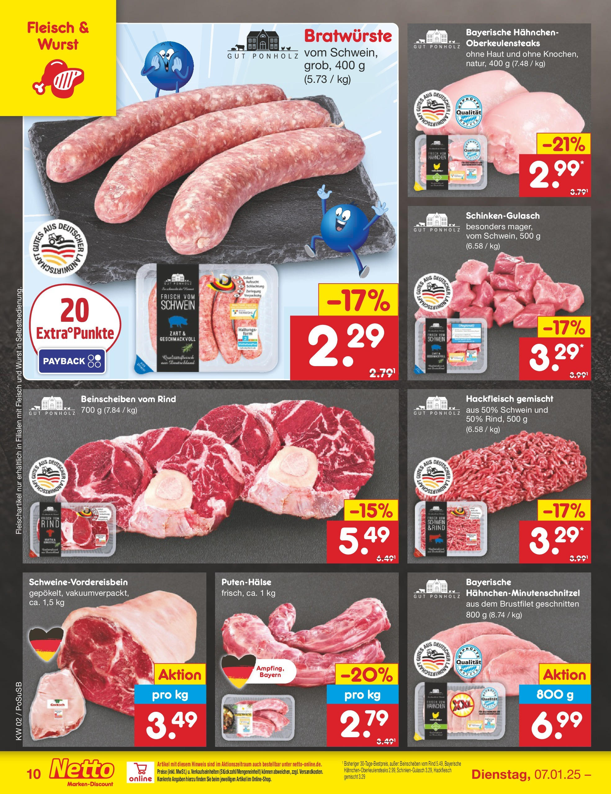 Netto Marken-Discount - Netto: Getränkeangebote (ab 06.01.2025) » Angebote | Seite: 10 | Produkte: Hahnchen, Wurst, Fleisch, Hackfleisch