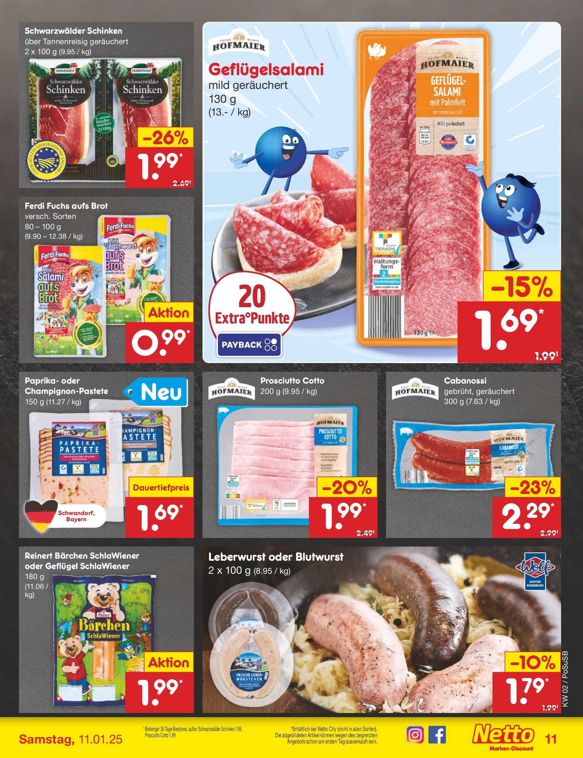 Netto Marken-Discount - Netto: Getränkeangebote (ab 06.01.2025) » Angebote | Seite: 11 | Produkte: Paprika, Brot, Salami, Schinken