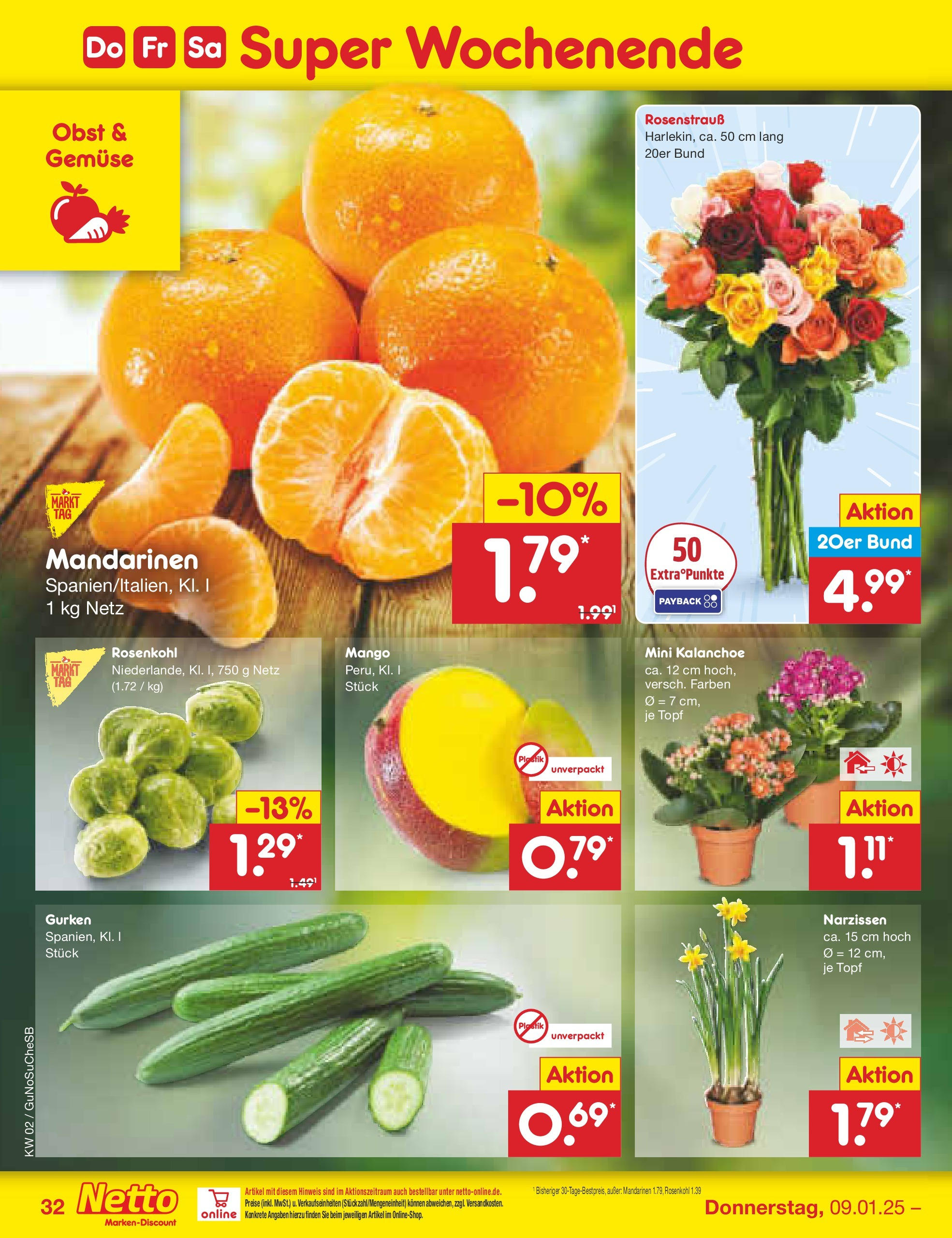 Netto Marken-Discount - Netto: Getränkeangebote (ab 06.01.2025) » Angebote | Seite: 46 | Produkte: Mandarinen, Gemüse, Mango, Gurken