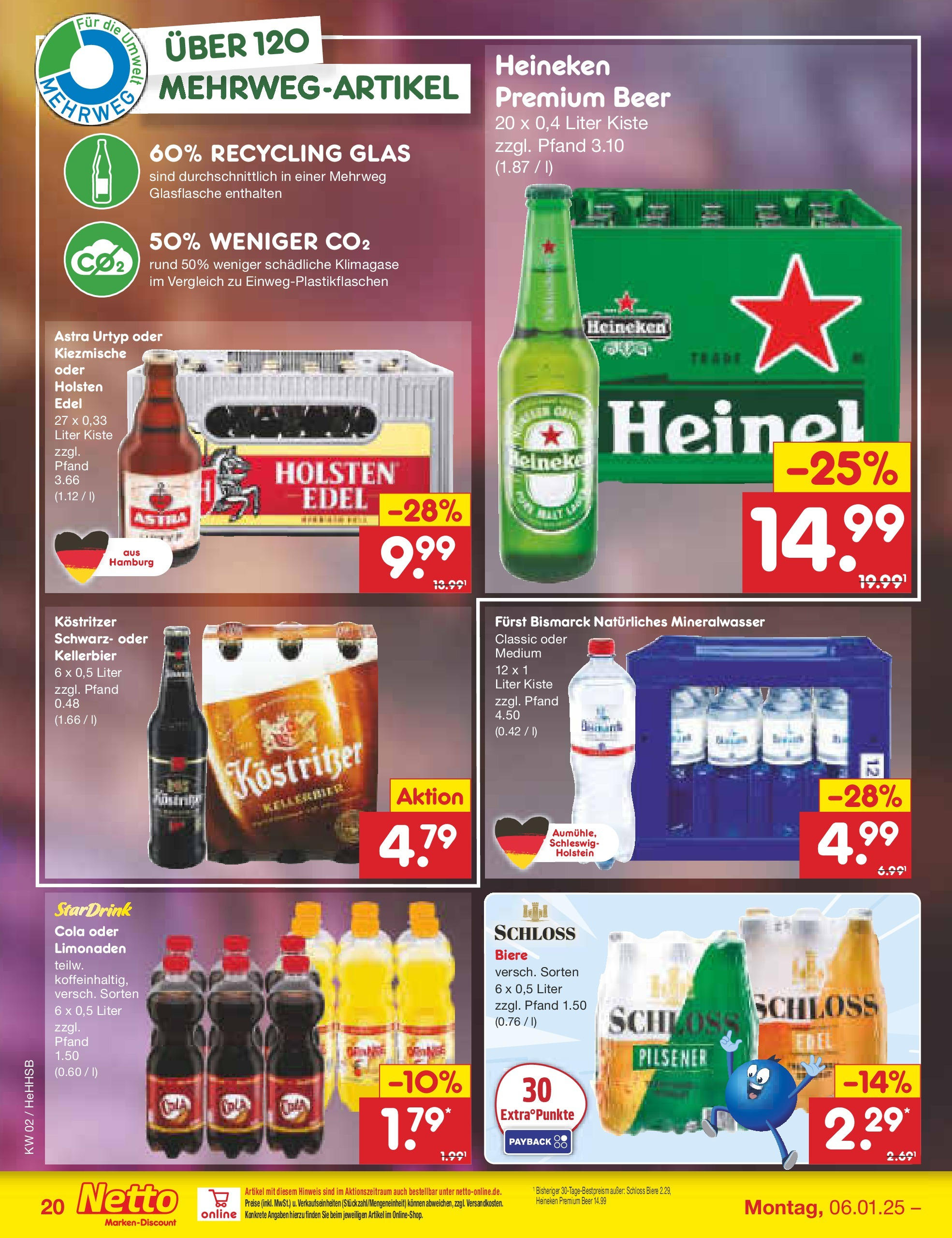 Netto Marken-Discount - Netto: Getränkeangebote (ab 06.01.2025) » Angebote | Seite: 28 | Produkte: Cola, Kostritzer, Astra, Holsten