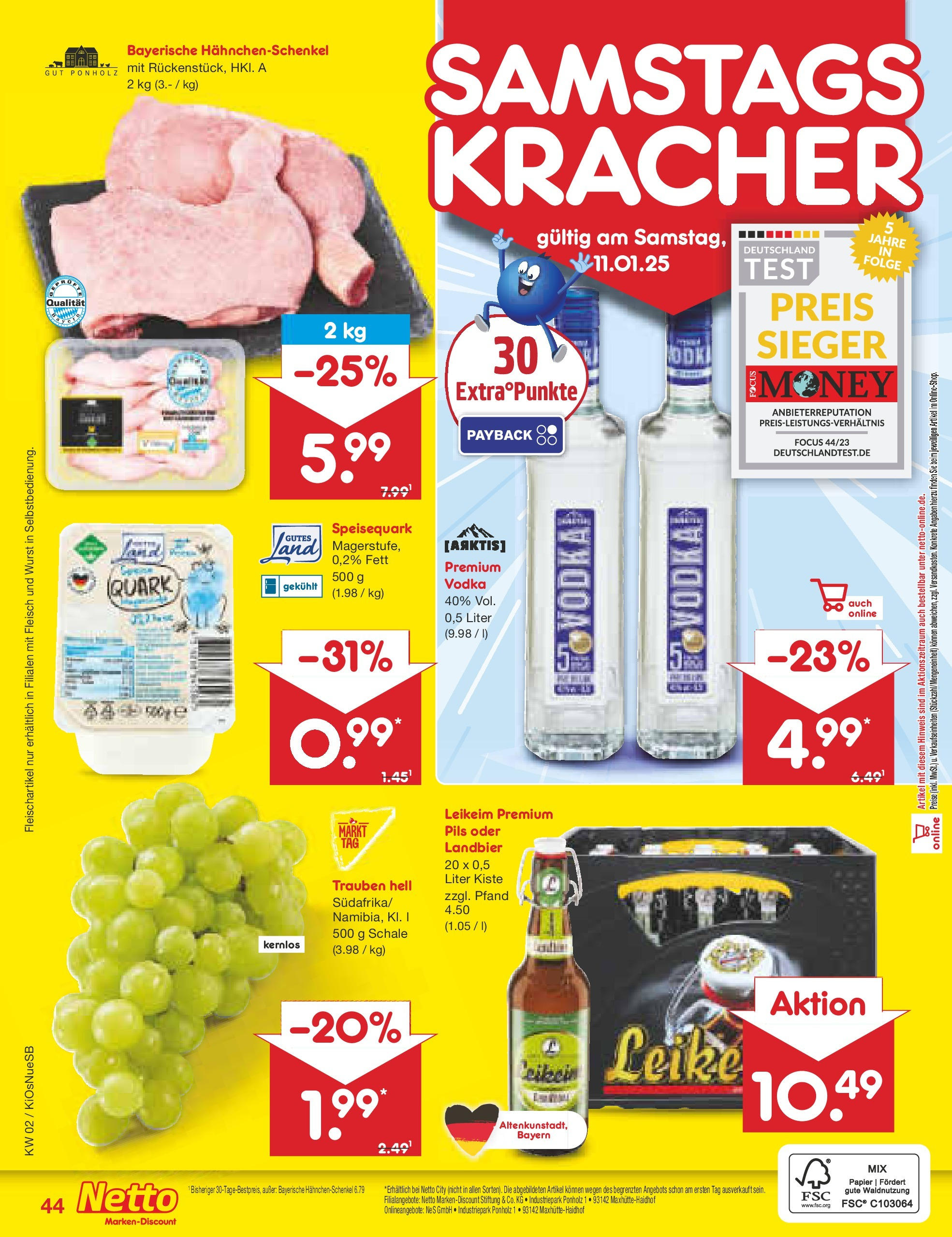 Netto Marken-Discount - Netto: Getränkeangebote (ab 06.01.2025) » Angebote | Seite: 60 | Produkte: Quark, Trauben, Pils, Fleisch