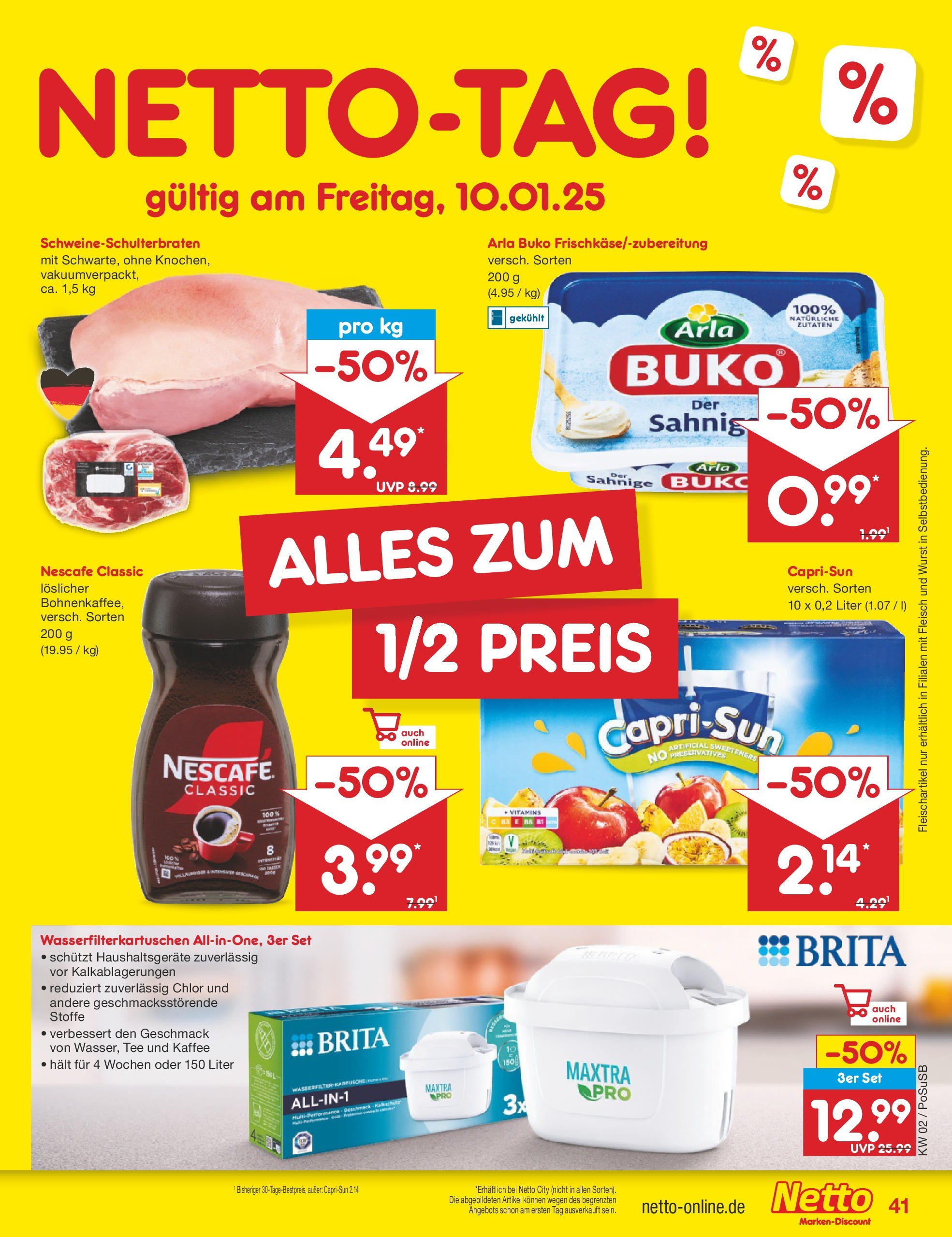 Netto Marken-Discount - Netto: Getränkeangebote (ab 06.01.2025) » Angebote | Seite: 57 | Produkte: Nescafe, Kaffee, Wurst, Tee