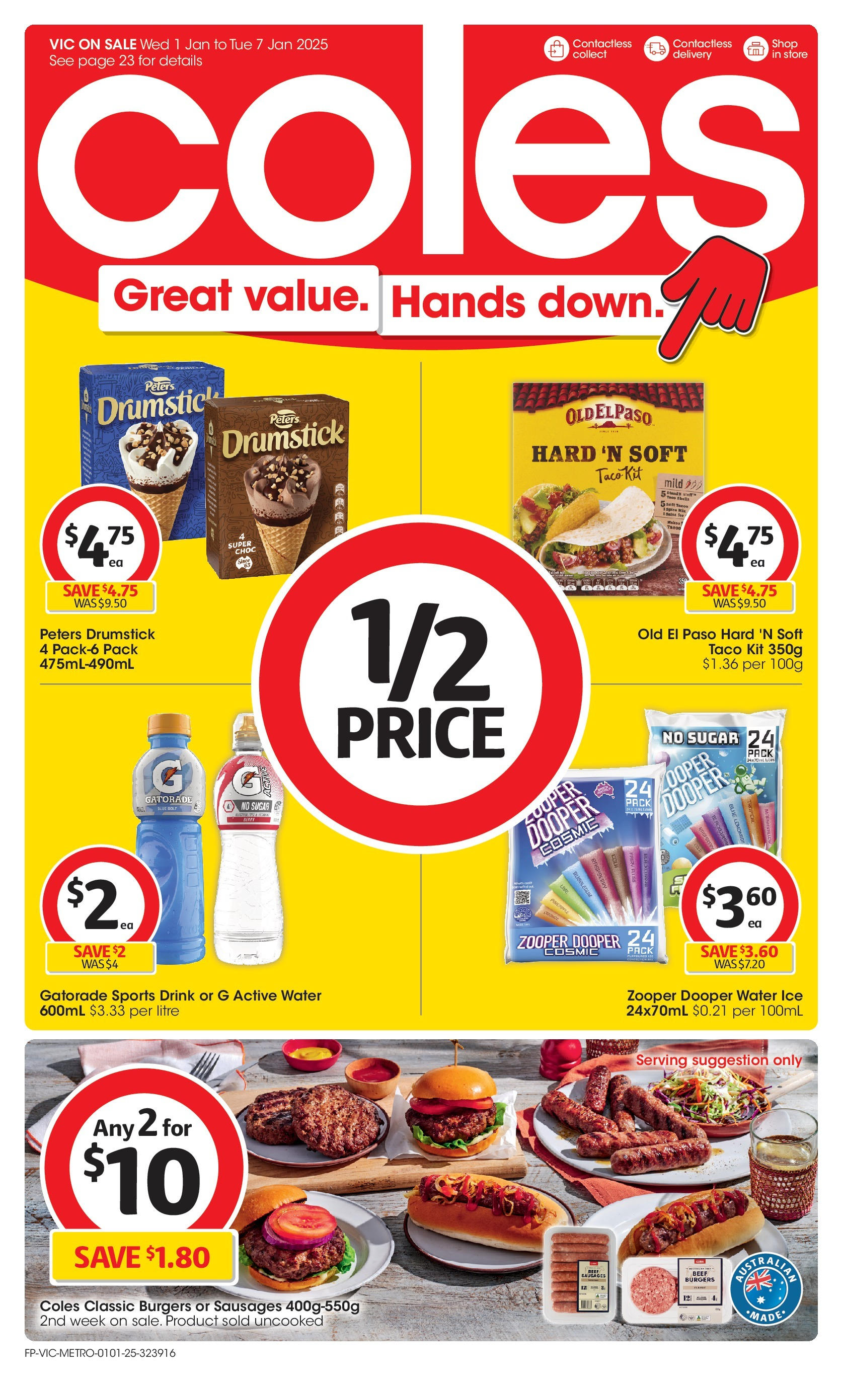 ﻿﻿Coles catalogue valid from 31/12/2024 > Online Australia | Page: 1 | Products: Beef, Water, Sugar, Salsa