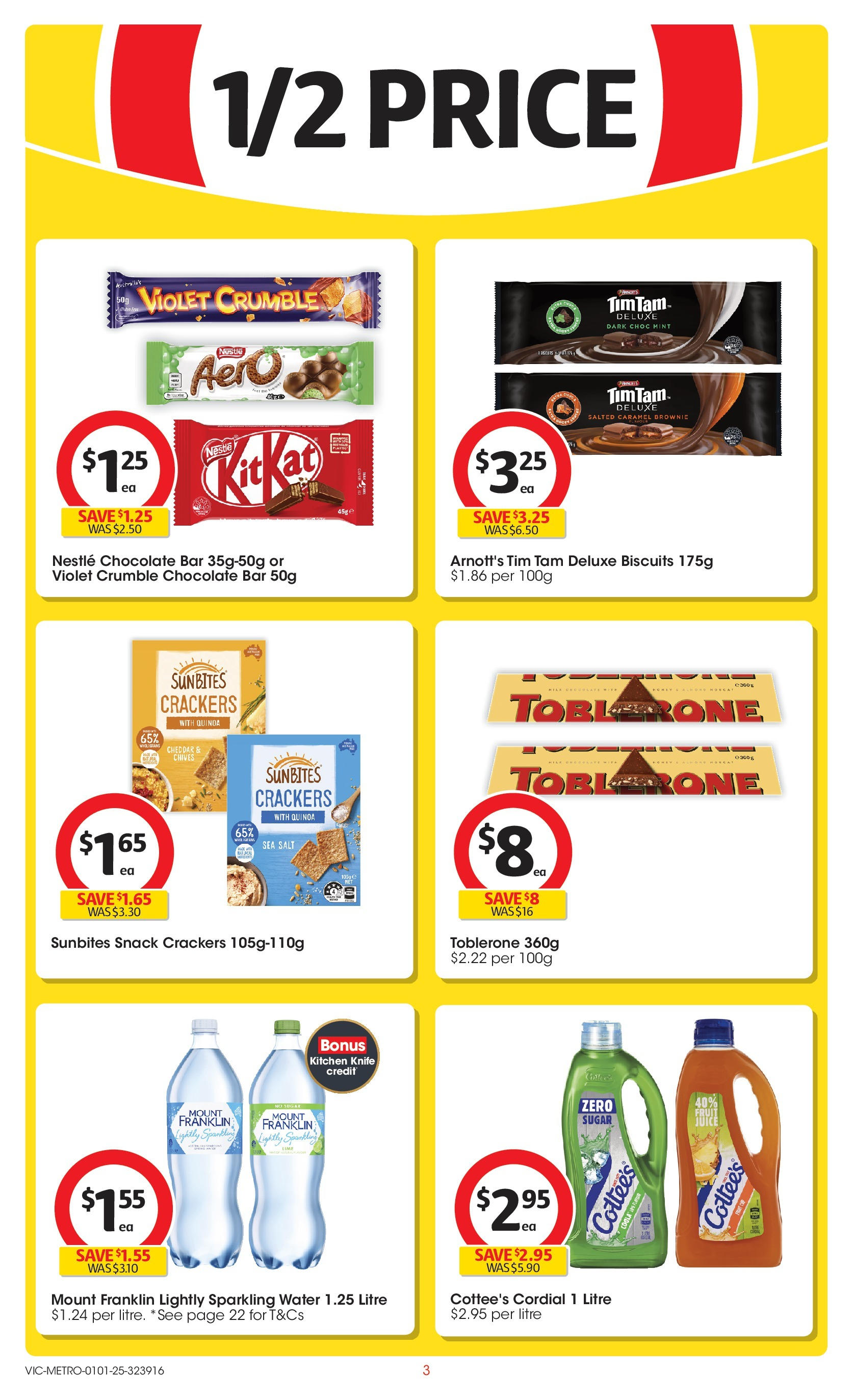 ﻿﻿Coles catalogue valid from 31/12/2024 > Online Australia | Page: 3 | Products: Crackers, Chocolate, Biscuits, Salt