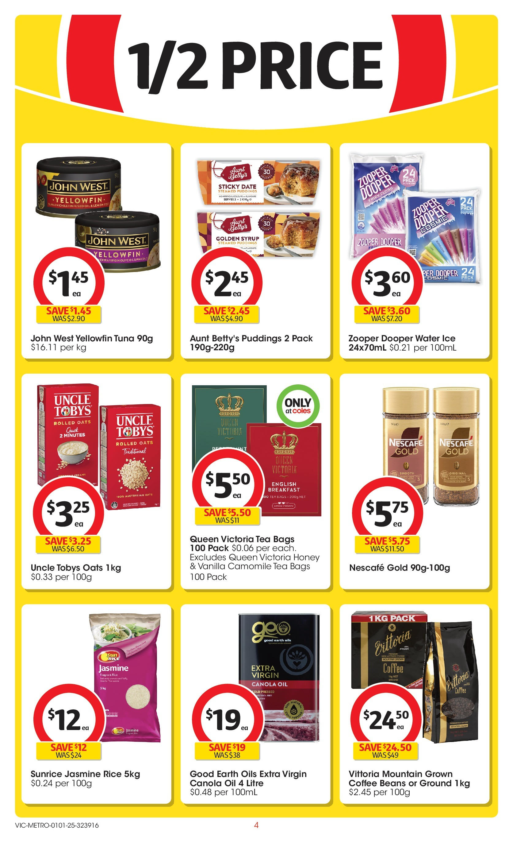 ﻿﻿Coles catalogue valid from 31/12/2024 > Online Australia | Page: 4 | Products: Oil, Rice, Water, Tuna