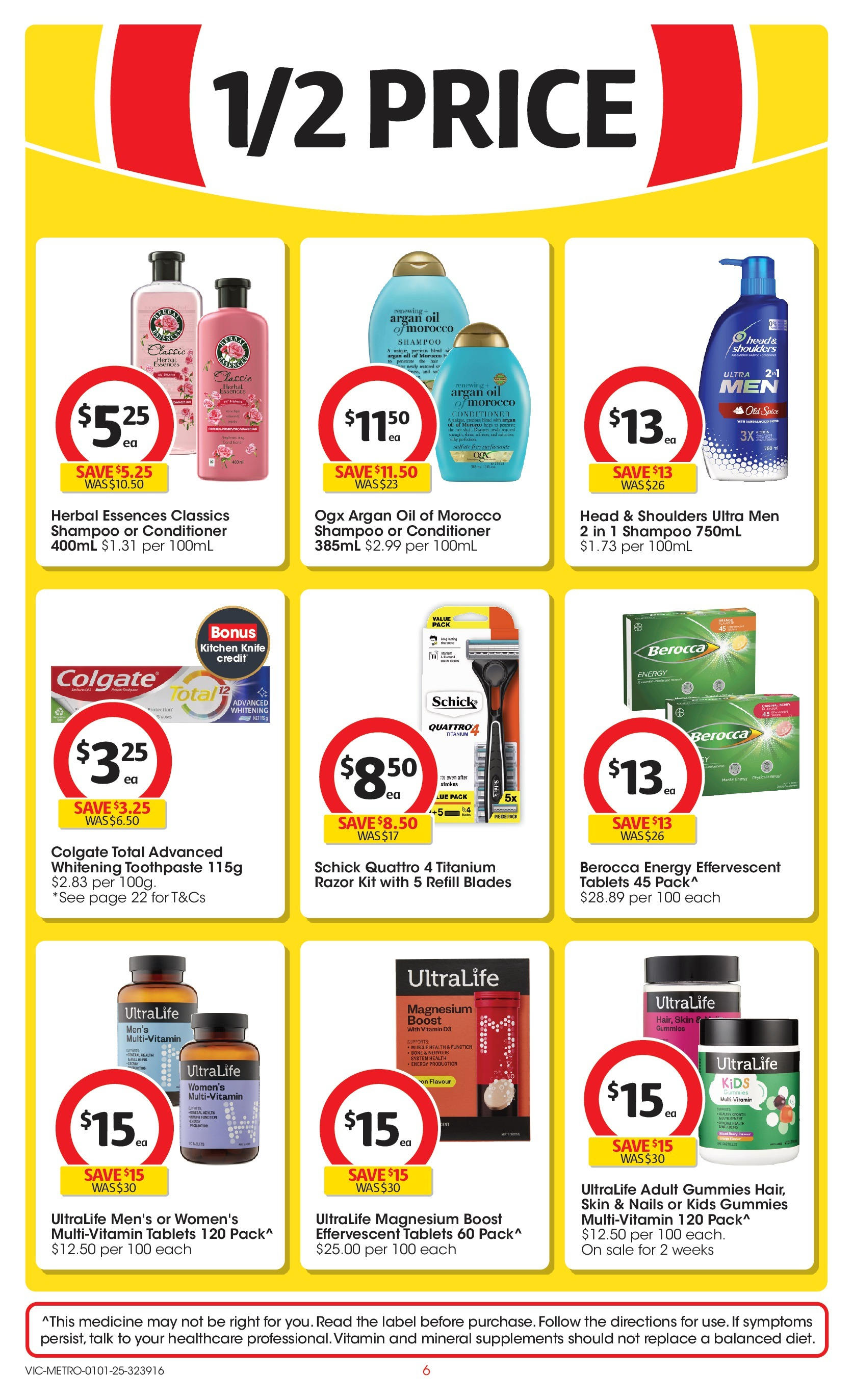 ﻿﻿Coles catalogue valid from 31/12/2024 > Online Australia | Page: 6 | Products: Shampoo, Razor, Multivitamin, Vitamin