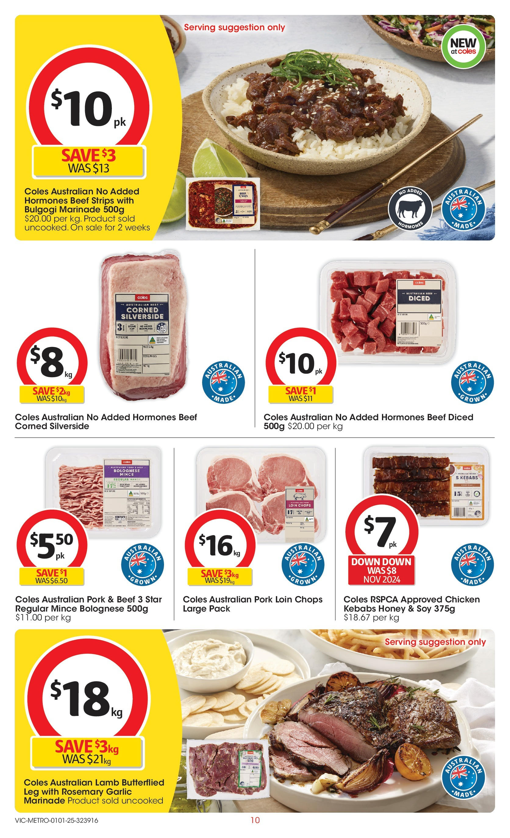 ﻿﻿Coles catalogue valid from 31/12/2024 > Online Australia | Page: 10 | Products: Pork, Lamb, Beef, Garlic