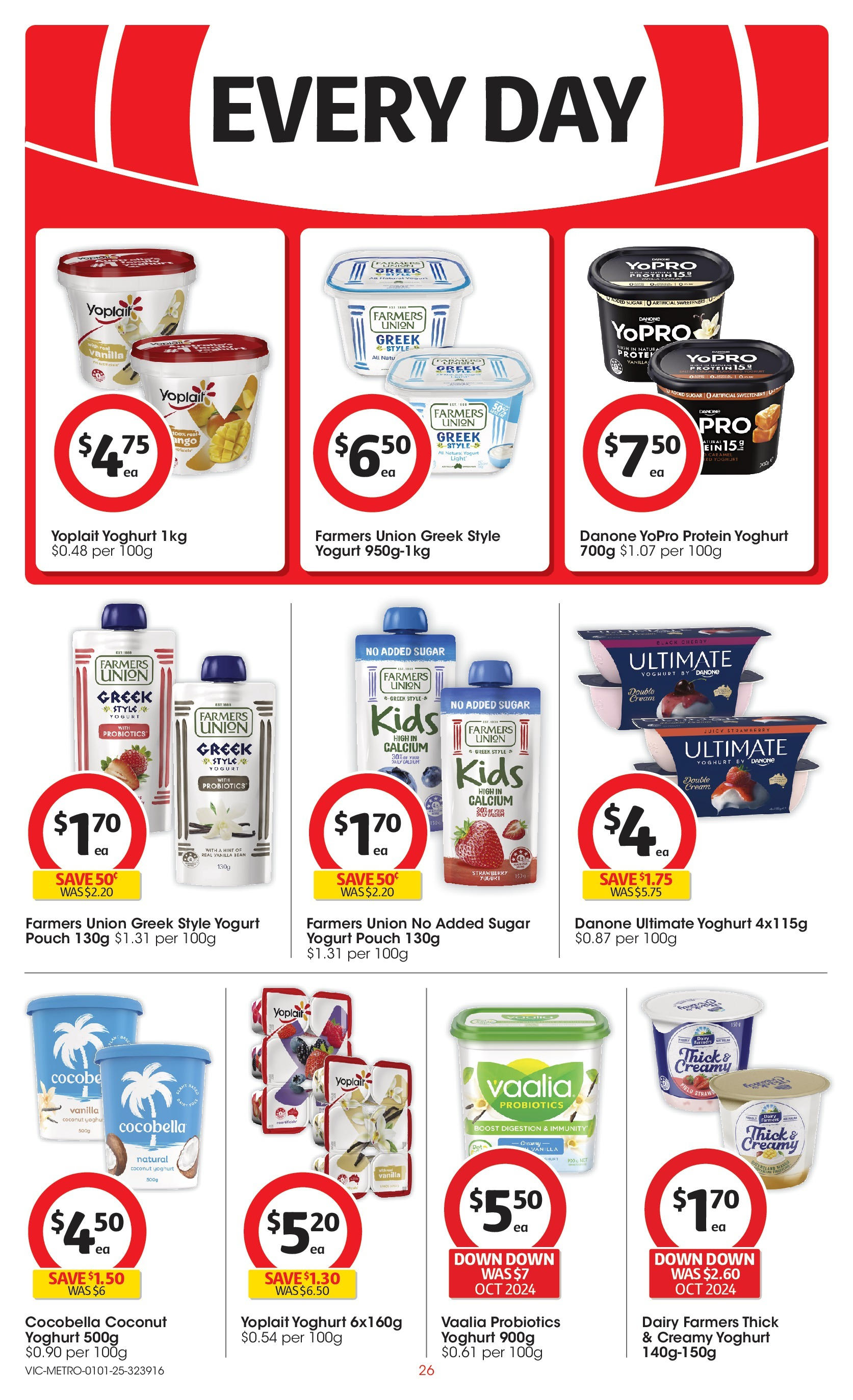 ﻿﻿Coles catalogue valid from 31/12/2024 > Online Australia | Page: 26 | Products: Dairy, Yoghurt, Cream, Sugar