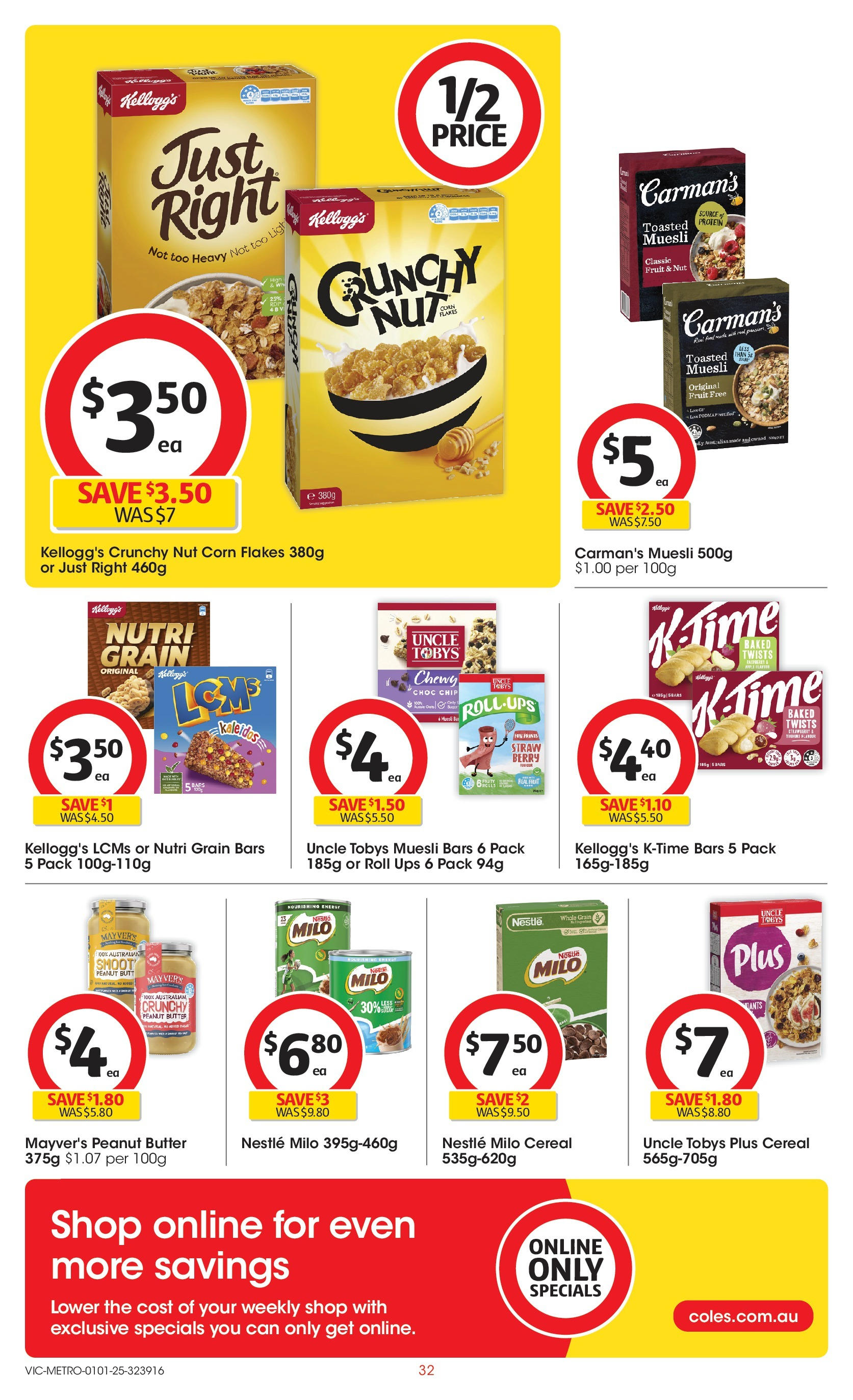 ﻿﻿Coles catalogue valid from 31/12/2024 > Online Australia | Page: 32 | Products: Butter, Cereal, Flakes, UPS