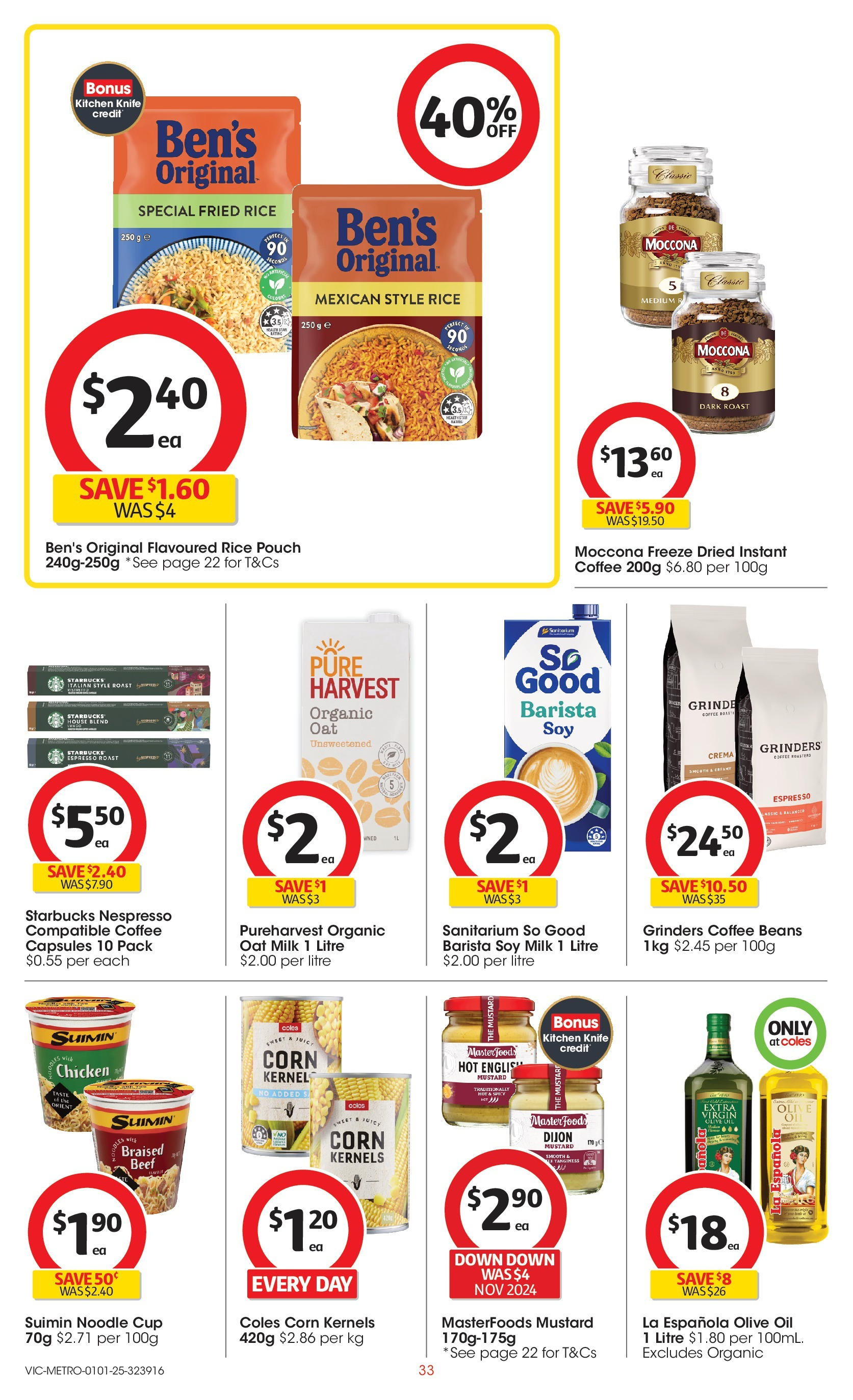 ﻿﻿Coles catalogue valid from 31/12/2024 > Online Australia | Page: 33 | Products: Oil, Chicken, Mustard, Moccona