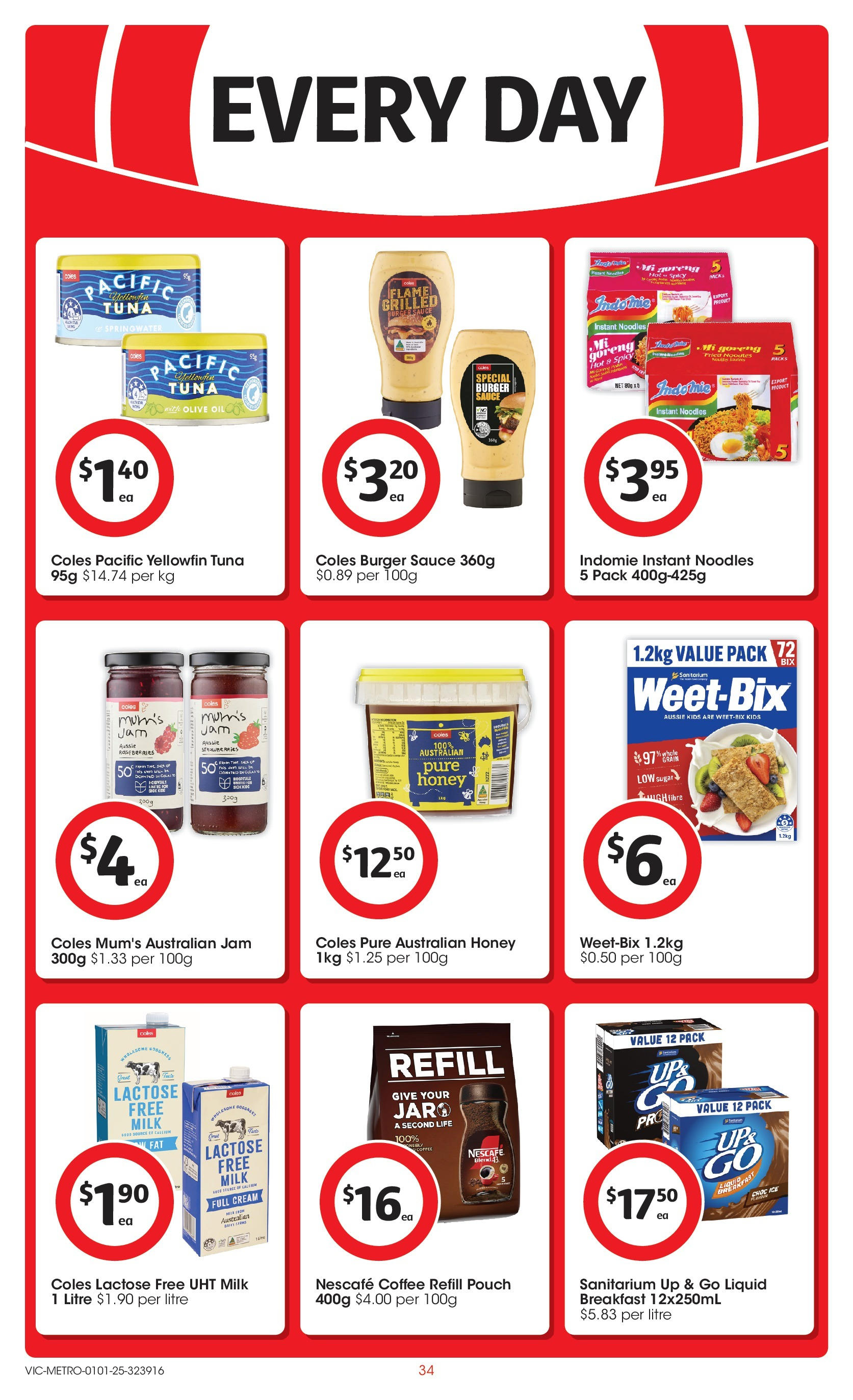 ﻿﻿Coles catalogue valid from 31/12/2024 > Online Australia | Page: 34 | Products: Milk, Sauce, Sugar, Tuna