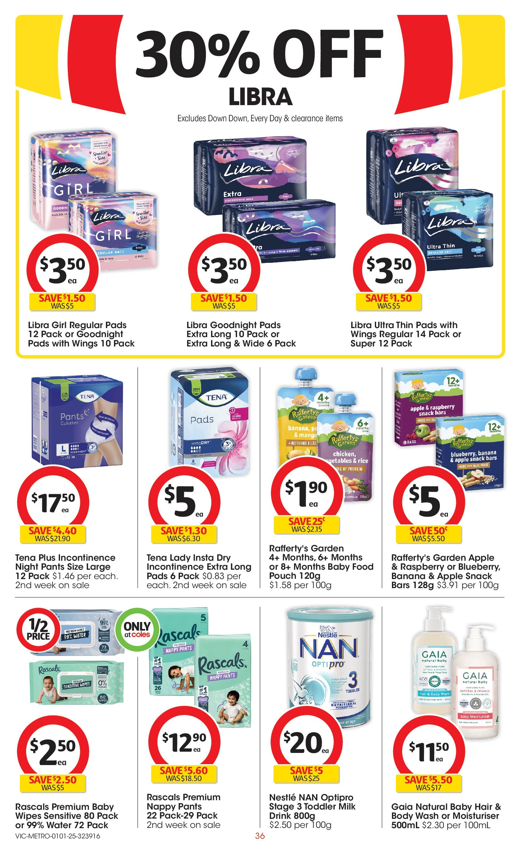 ﻿﻿Coles catalogue valid from 31/12/2024 > Online Australia | Page: 36 | Products: Milk, Rice, Pants, Sensitive skin