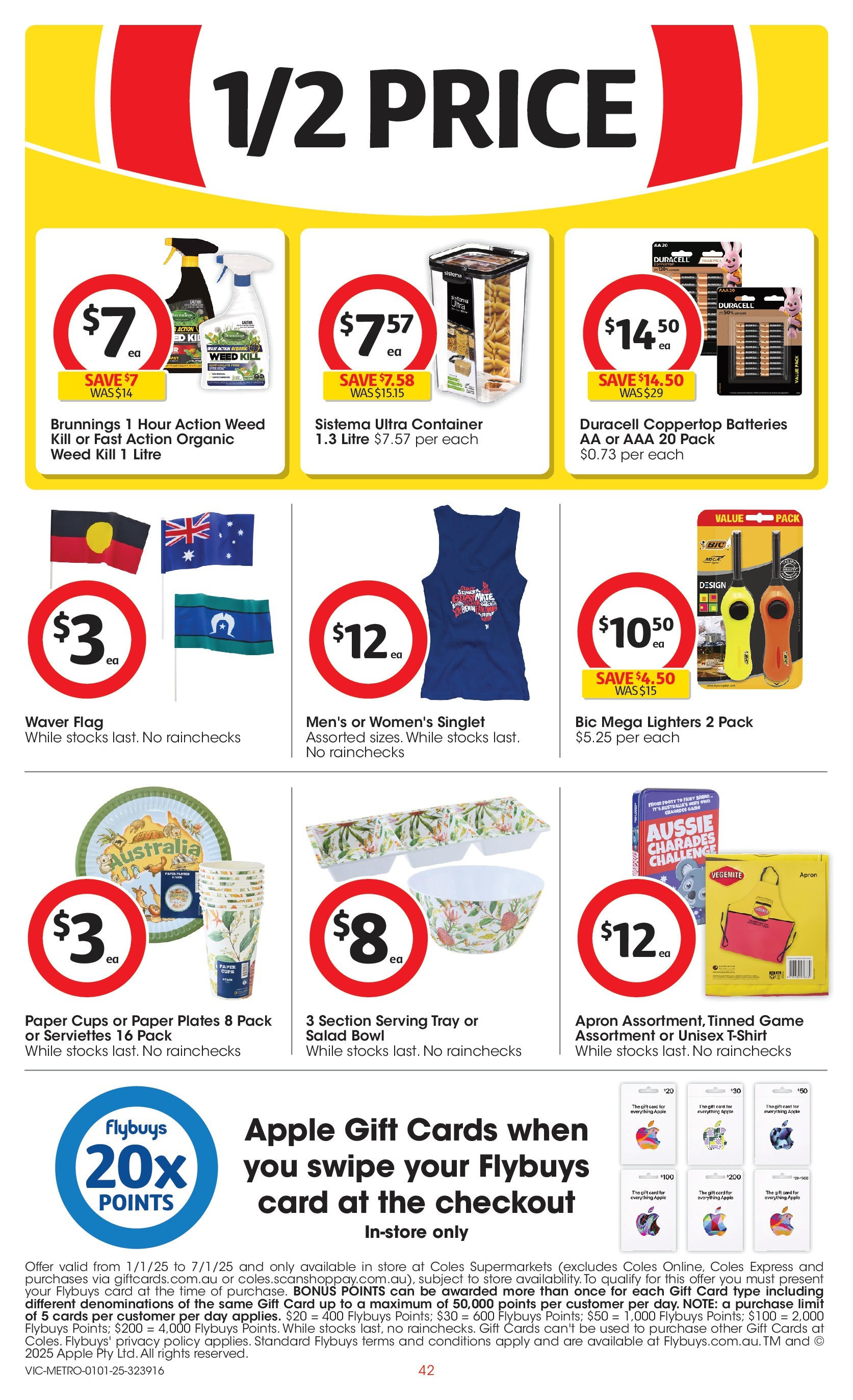 ﻿﻿Coles catalogue valid from 31/12/2024 > Online Australia | Page: 42 | Products: Cups, Weed, Salad, Batteries