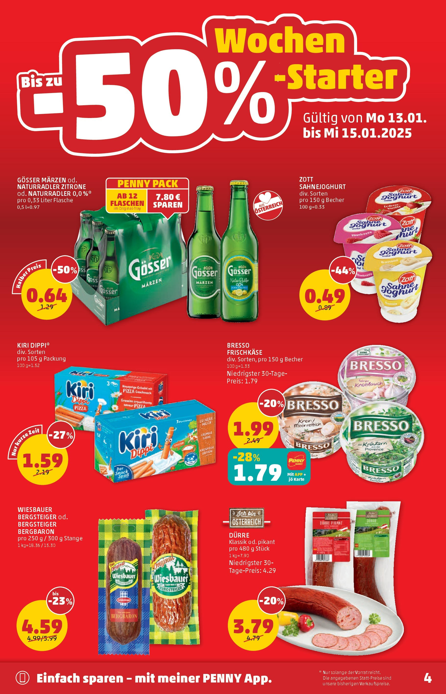 Penny Markt Die ganze Woche sparen. ab (09.01.2025) - Angebote, Prospekt | Seite: 4 | Produkte: Zitrone, Knoblauch, Joghurt, Pizza