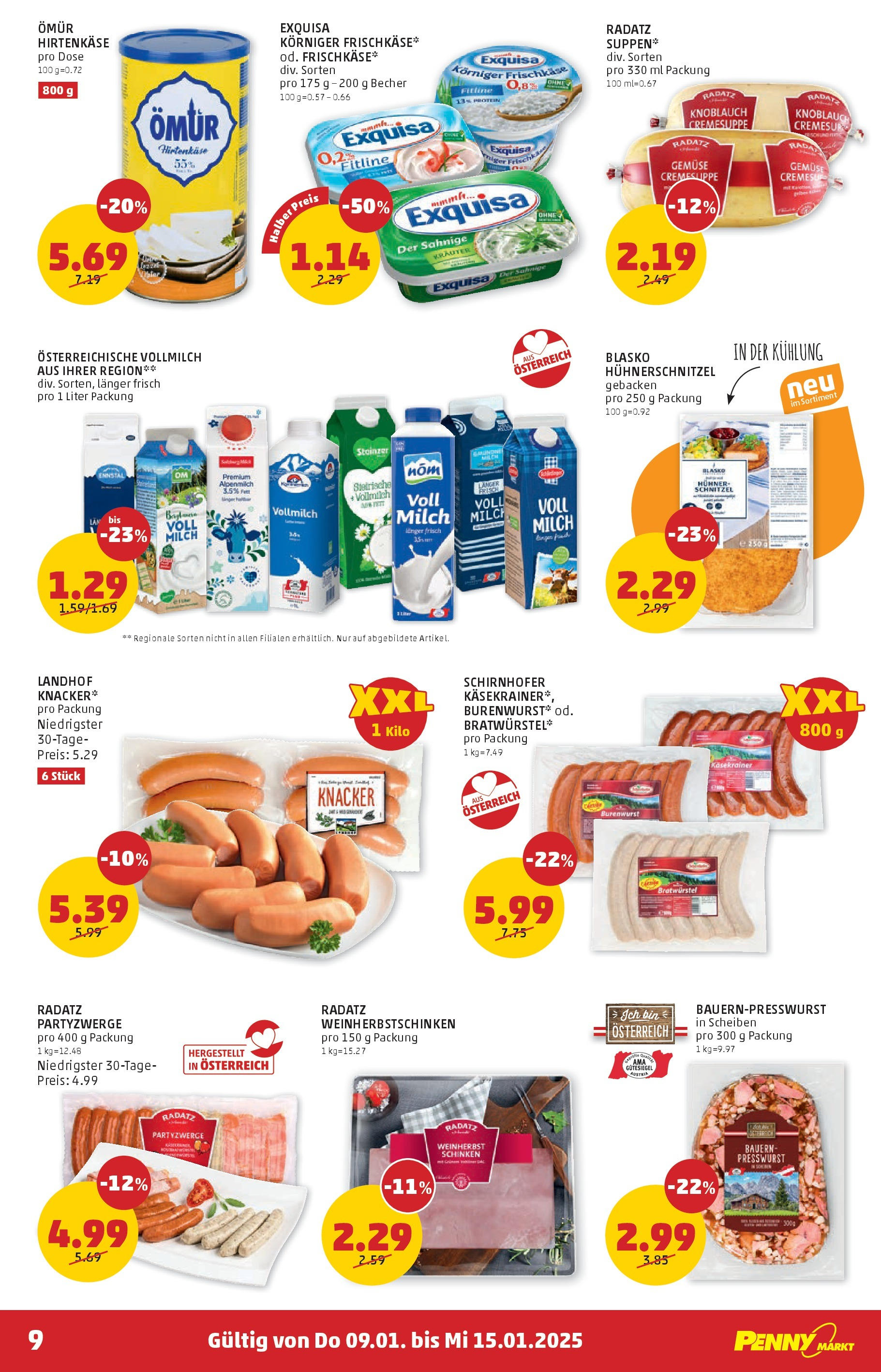 Penny Markt Die ganze Woche sparen. ab (09.01.2025) - Angebote, Prospekt | Seite: 9 | Produkte: Gemüse, Knoblauch, Milch, Schinken