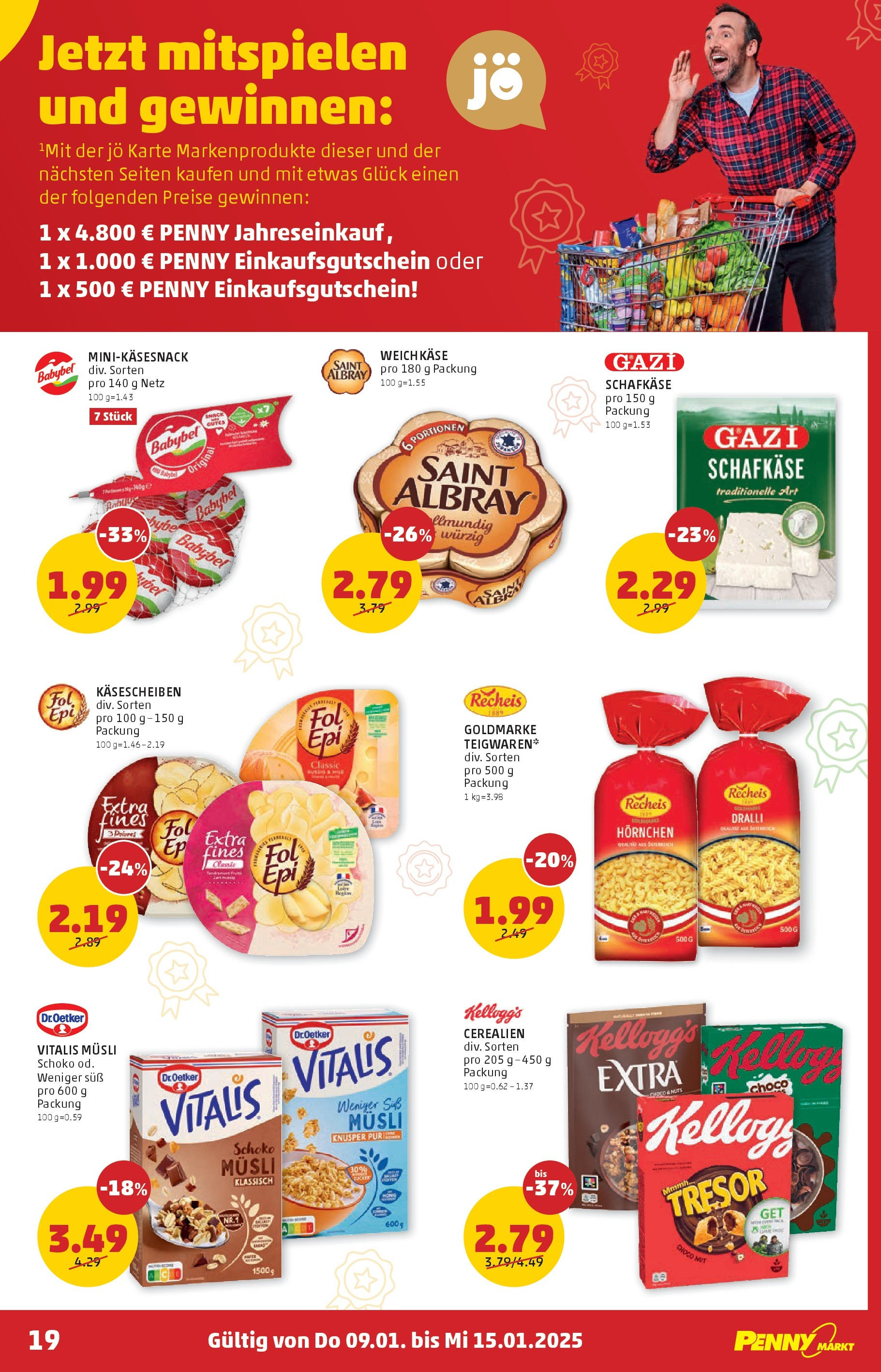 Penny Markt Die ganze Woche sparen. ab (09.01.2025) - Angebote, Prospekt | Seite: 19 | Produkte: Käse