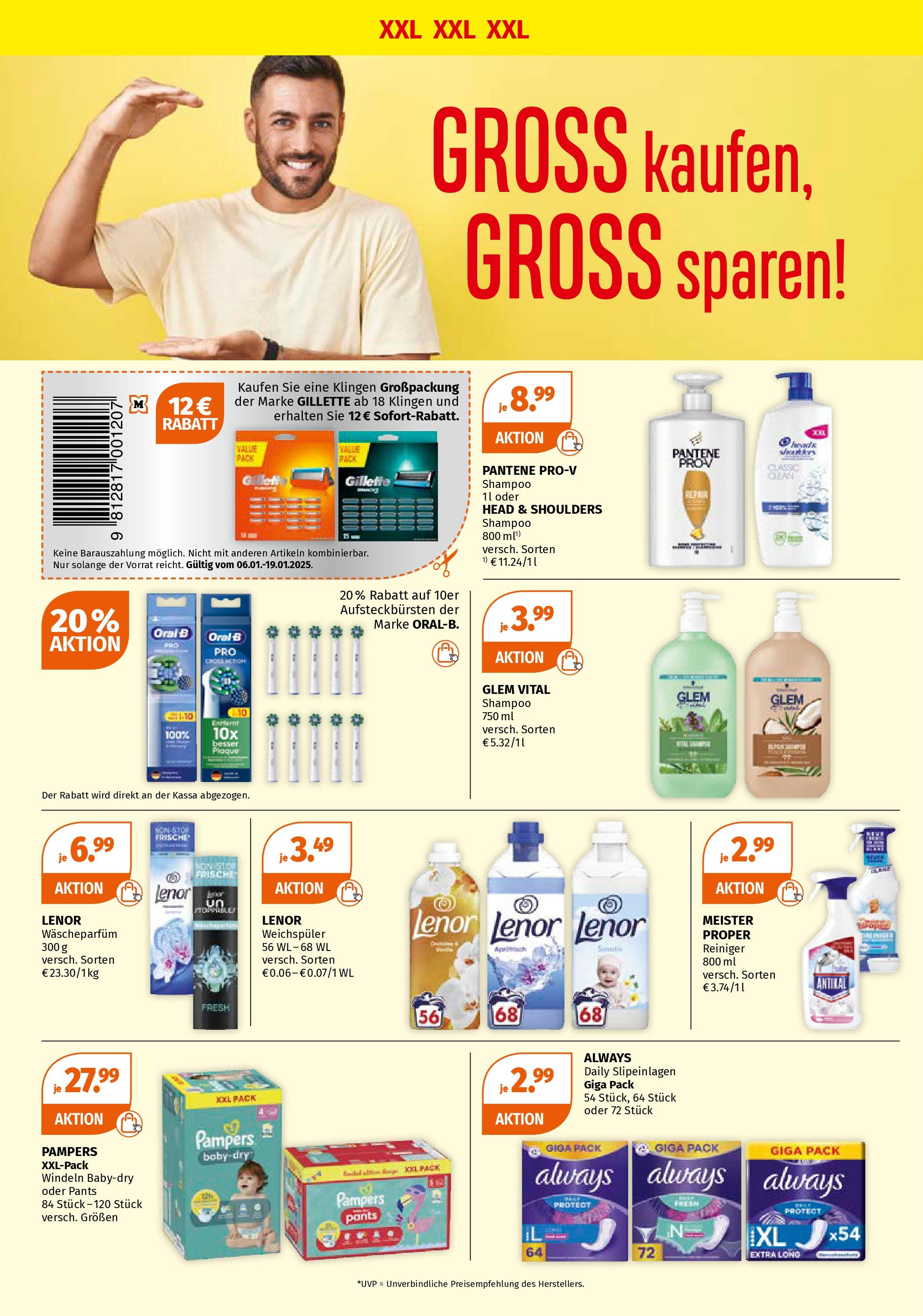 Müller Flugblatt von 06.01.2025 - Aktuelle Angebote | Seite: 6 | Produkte: Pampers, Shampoo, Weichspüler