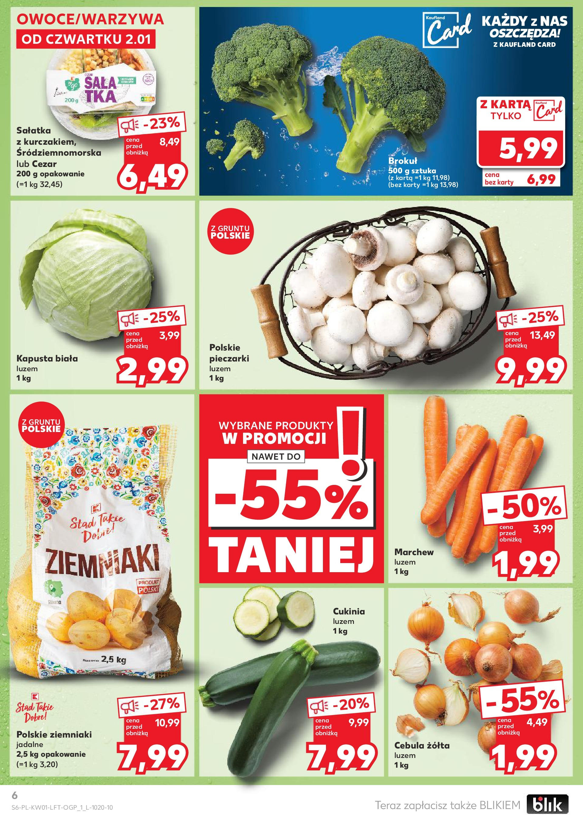 Kaufland gazetka od 02.01.2025 - od jutra PDF | Strona: 6 | Produkty: Kapusta, Pieczarki, Cukinia, Sałatka