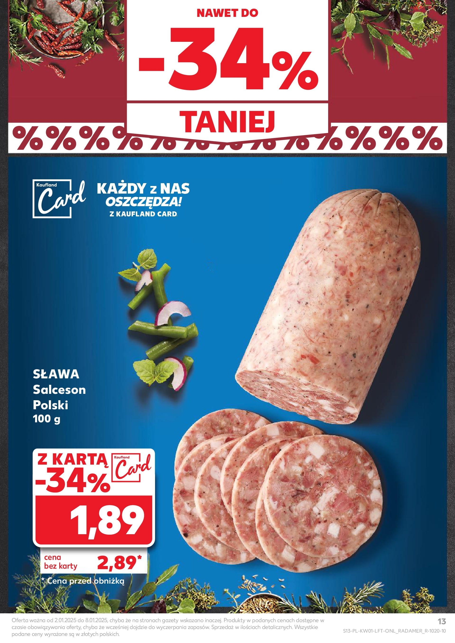 Kaufland gazetka od 02.01.2025 - od jutra PDF | Strona: 13 | Produkty: Karta