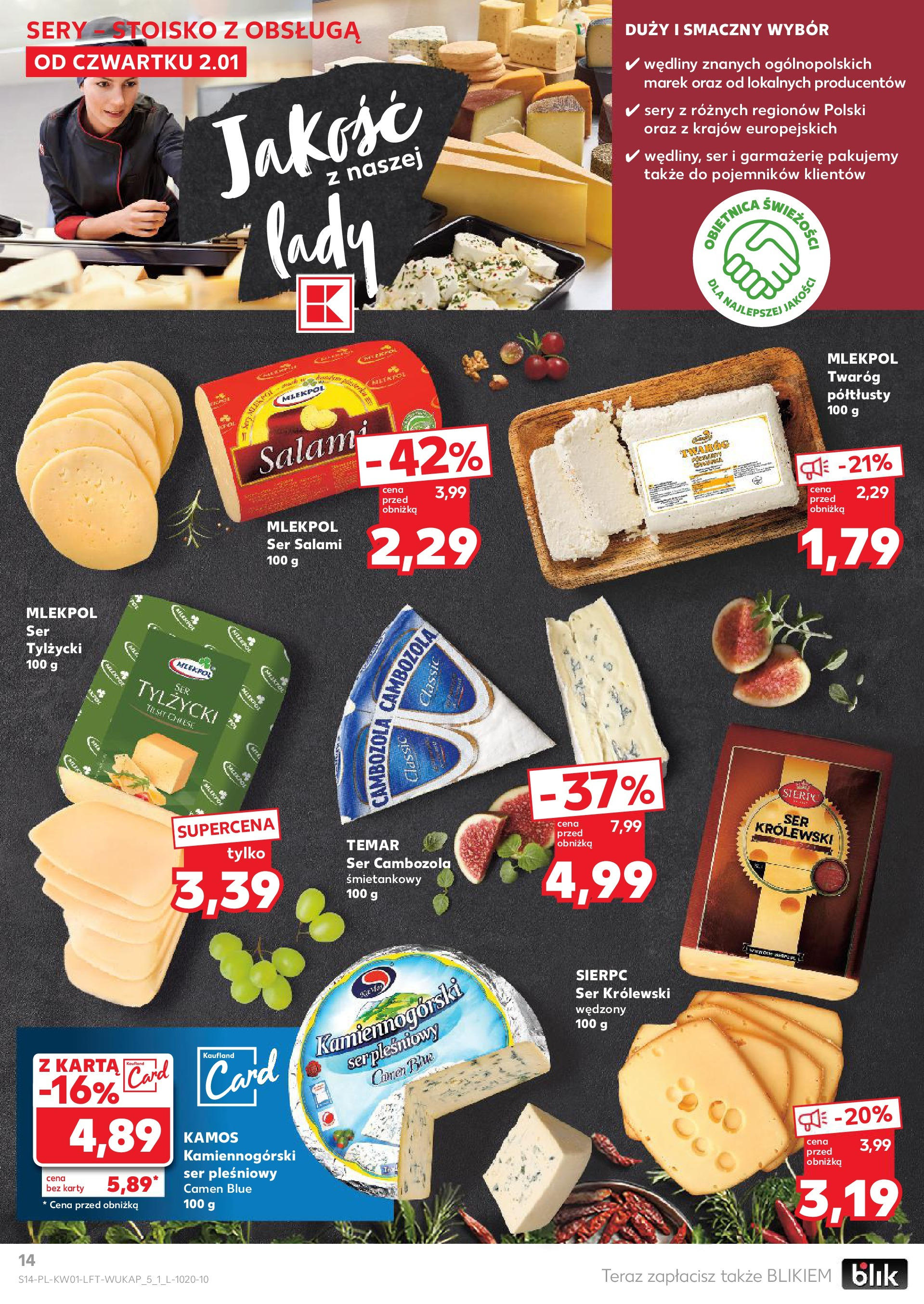 Kaufland gazetka od 02.01.2025 - od jutra PDF | Strona: 14 | Produkty: Ser pleśniowy, Sery, Wędliny, Twaróg