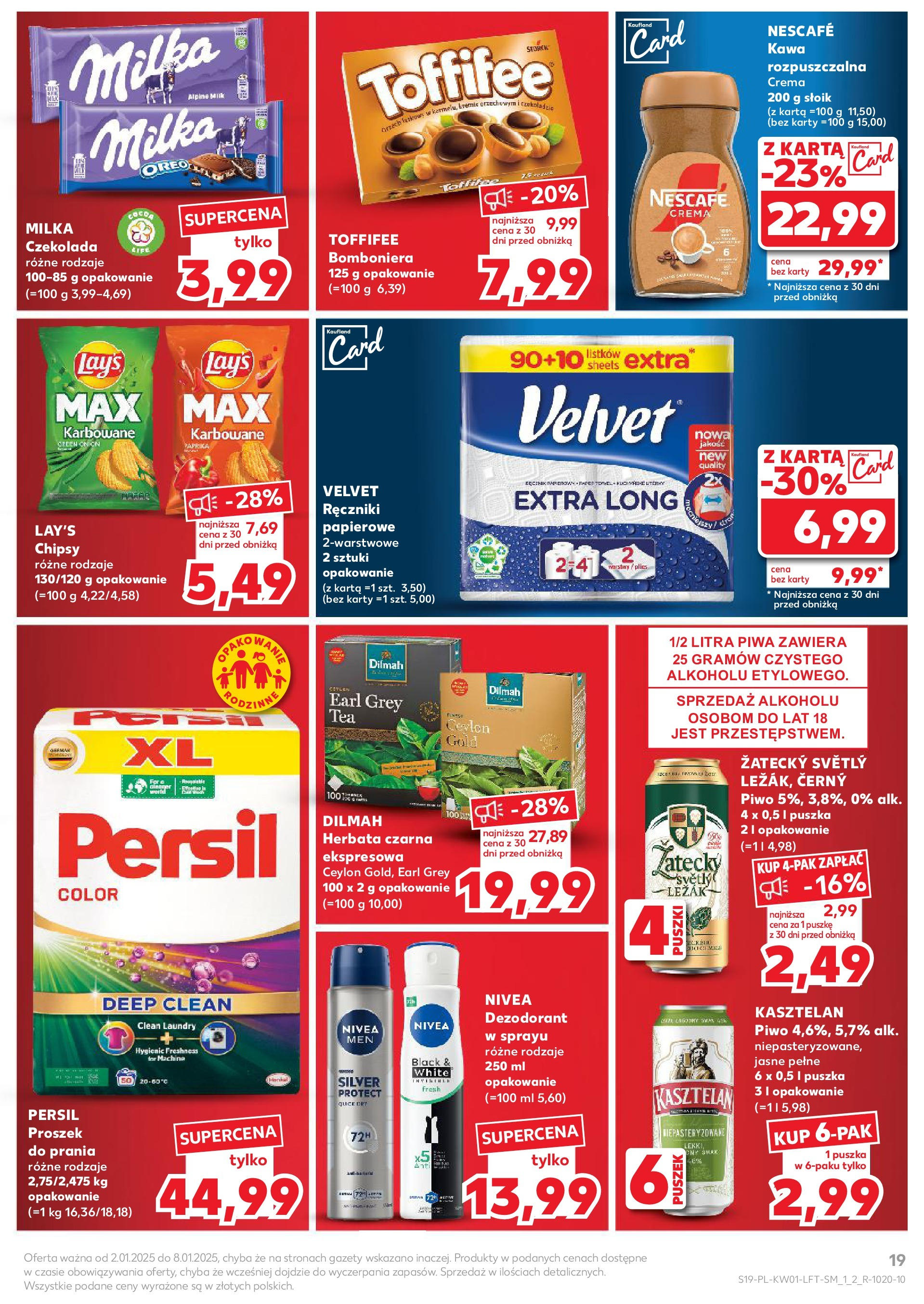 Kaufland gazetka od 02.01.2025 - od jutra PDF | Strona: 19 | Produkty: Karta, Leżak, Milka, Piwo