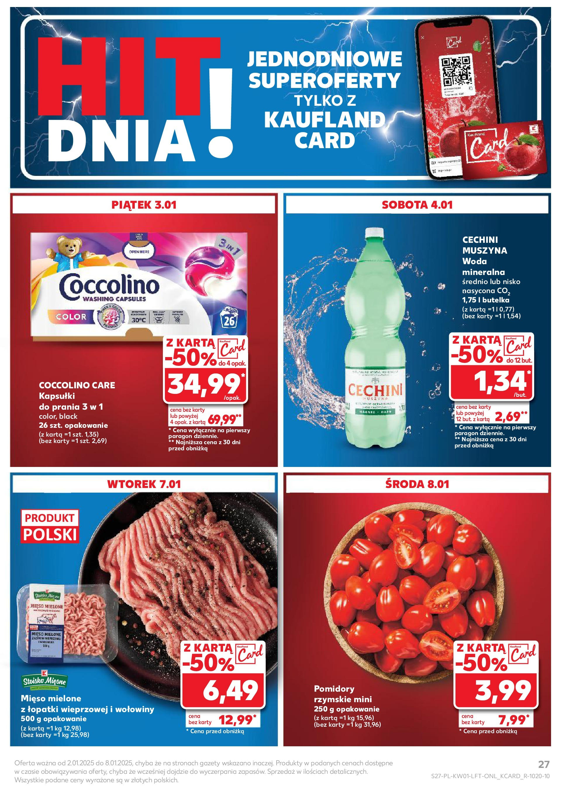 Kaufland gazetka od 02.01.2025 - od jutra PDF | Strona: 27 | Produkty: Karta, Coccolino, Muszyna Woda, Woda