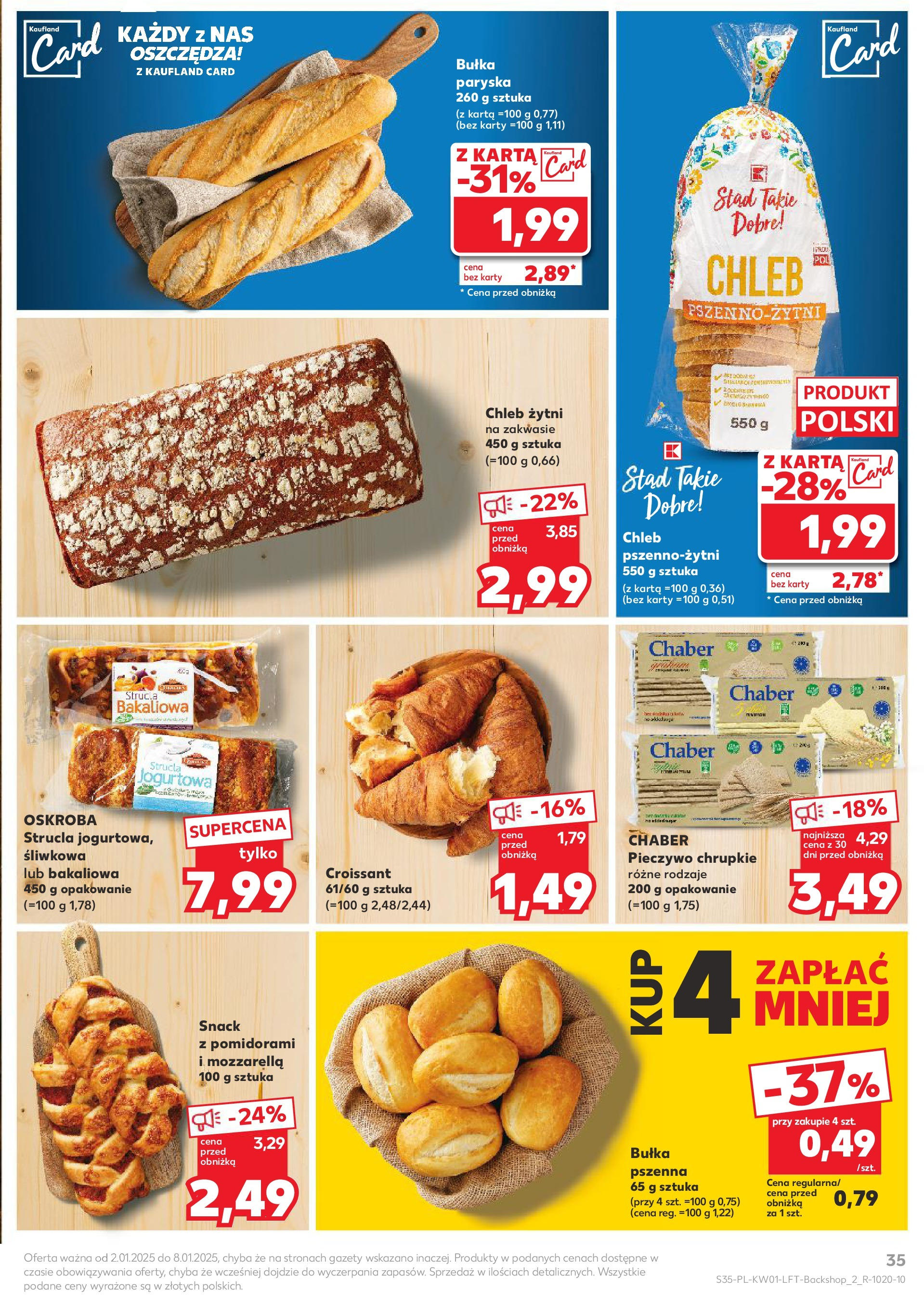 Kaufland gazetka od 02.01.2025 - od jutra PDF | Strona: 35 | Produkty: Karta, Pieczywo chrupkie, Chleb żytni, Bułka