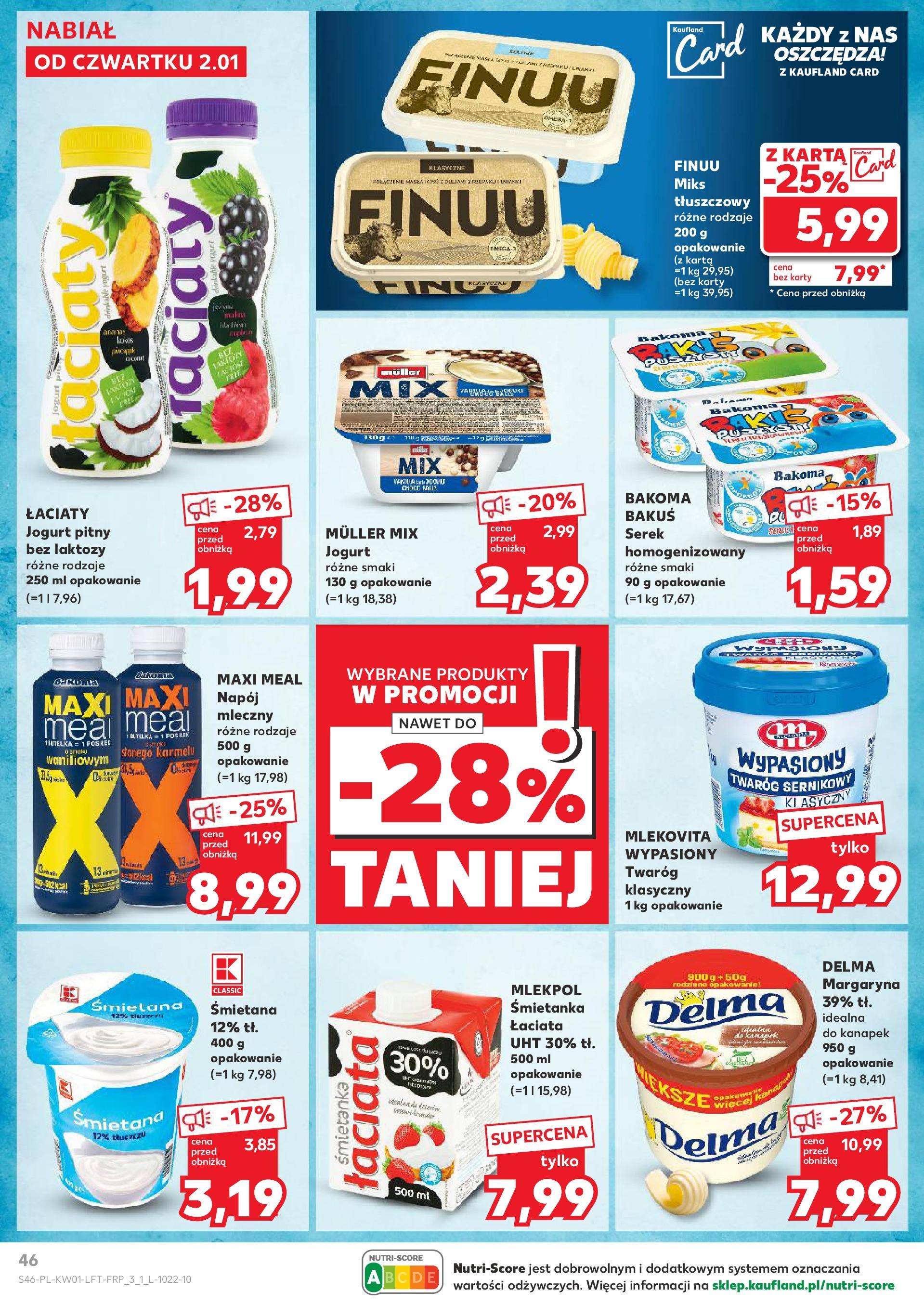 Kaufland gazetka od 02.01.2025 - od jutra PDF | Strona: 46 | Produkty: Karta, Bez laktozy, Jogurt pitny, Twaróg