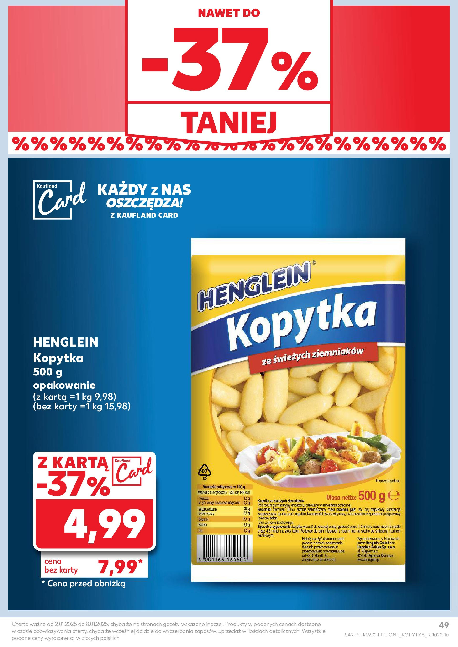 Kaufland gazetka od 02.01.2025 - od jutra PDF | Strona: 49 | Produkty: Karta, Śmietana, Kopytka