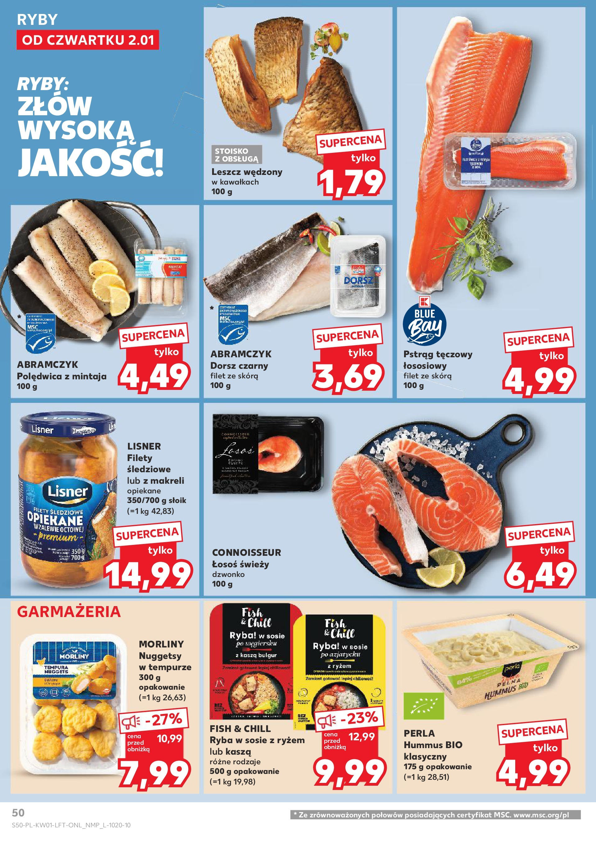 Kaufland gazetka od 02.01.2025 - od jutra PDF | Strona: 50 | Produkty: Dorsz, Dorsz czarny, Hummus, Kasza bulgur