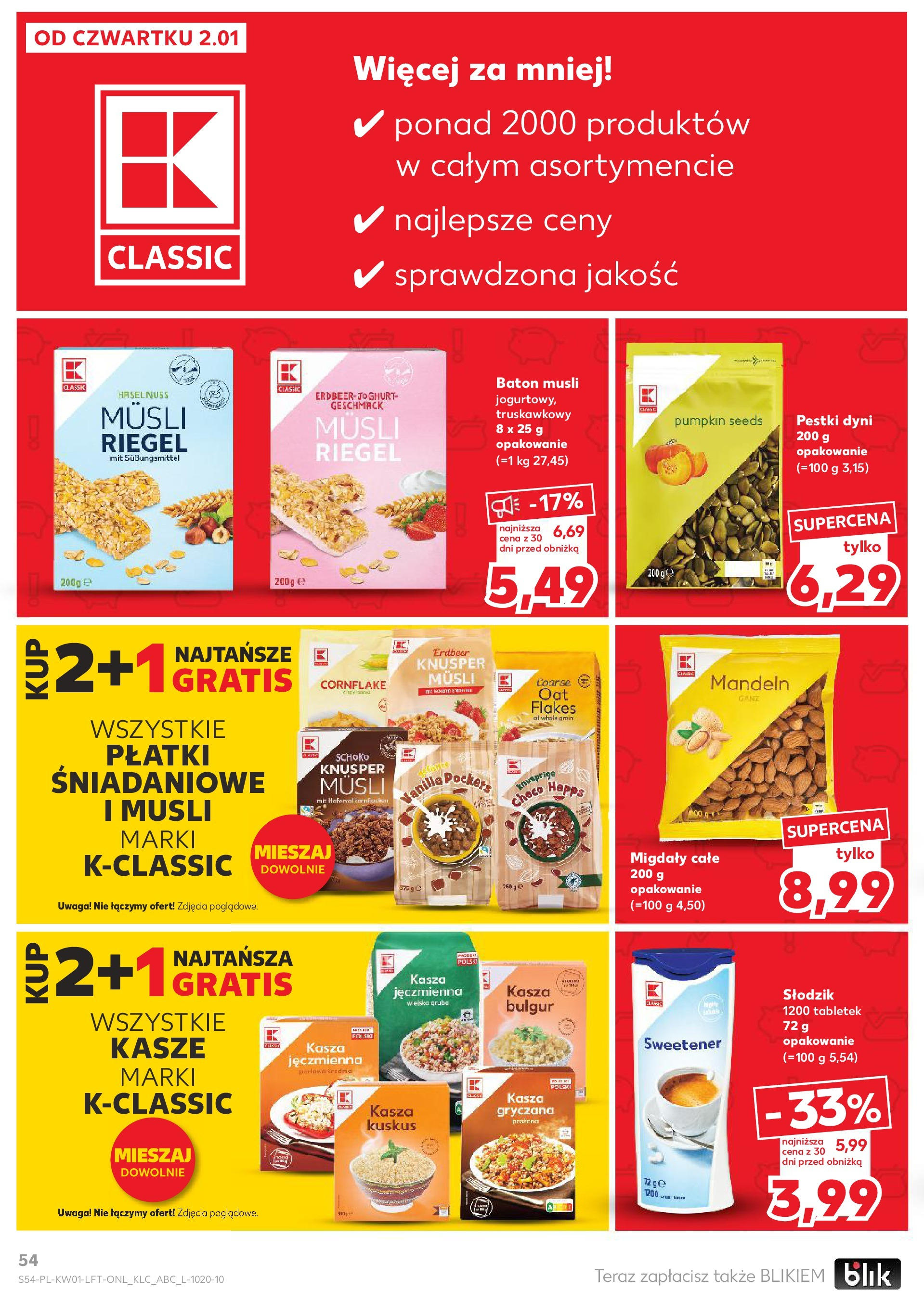 Kaufland gazetka od 02.01.2025 - od jutra PDF | Strona: 54 | Produkty: Kasza jęczmienna, Musli, Pestki dyni, Płatki