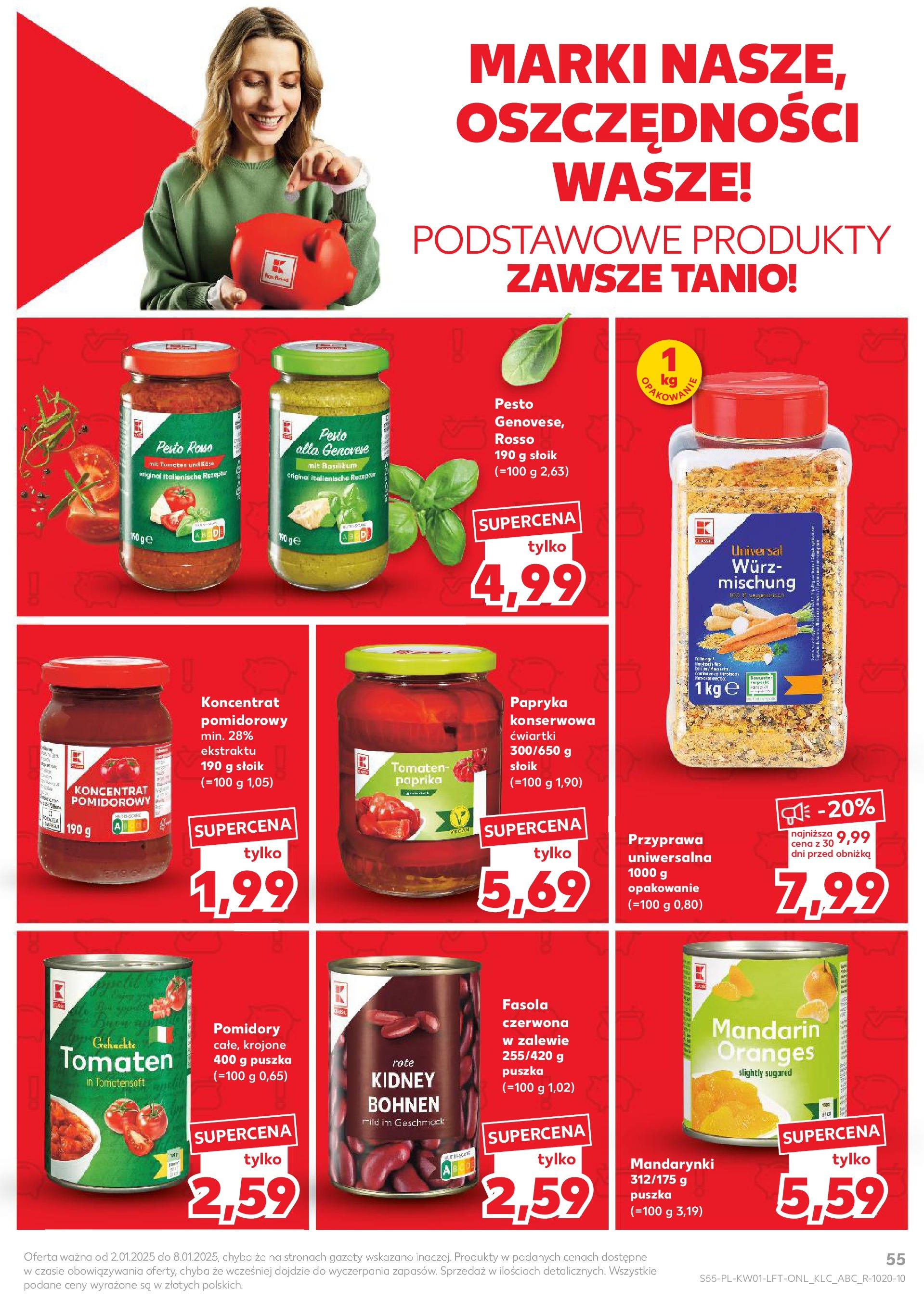 Kaufland gazetka od 02.01.2025 - od jutra PDF | Strona: 55 | Produkty: Pesto, Papryka, Pomidory, Mandarynki