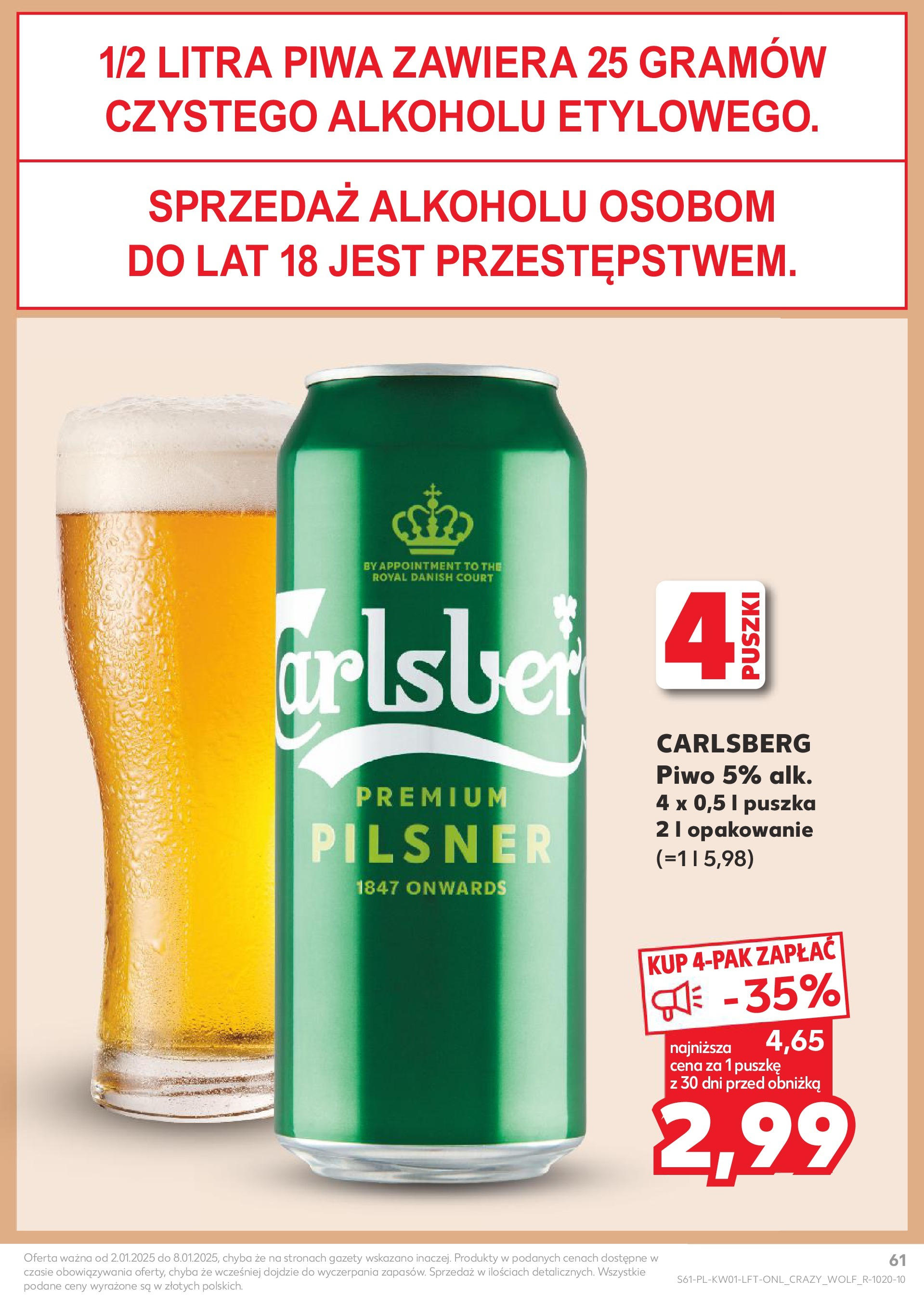 Kaufland gazetka od 02.01.2025 - od jutra PDF | Strona: 61 | Produkty: Piwo