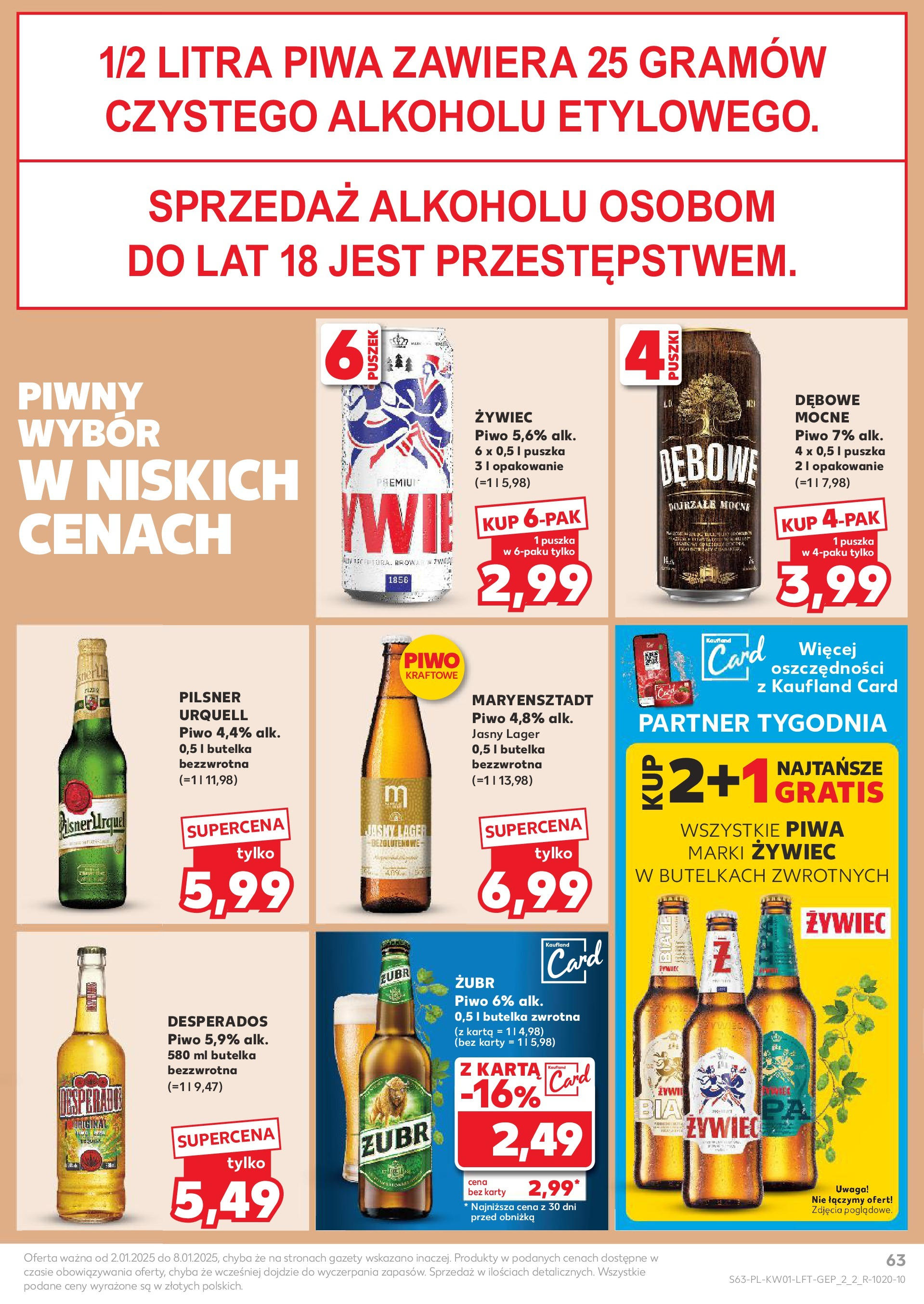 Kaufland gazetka od 02.01.2025 - od jutra PDF | Strona: 63 | Produkty: Karta, Piwo