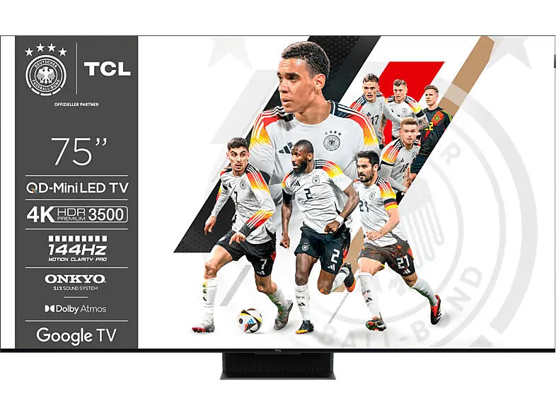 TCL 75C855 (2024) 75 Zoll 4K 144HZ QD-Mini LED TV mit Google und Game Master Pro 3.0