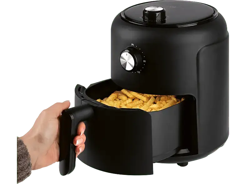 Clatronic FR 3816 H Öl- und fettfreie Heißluft-Fritteuse (2,5 l, 1000 Watt, Schwarz)