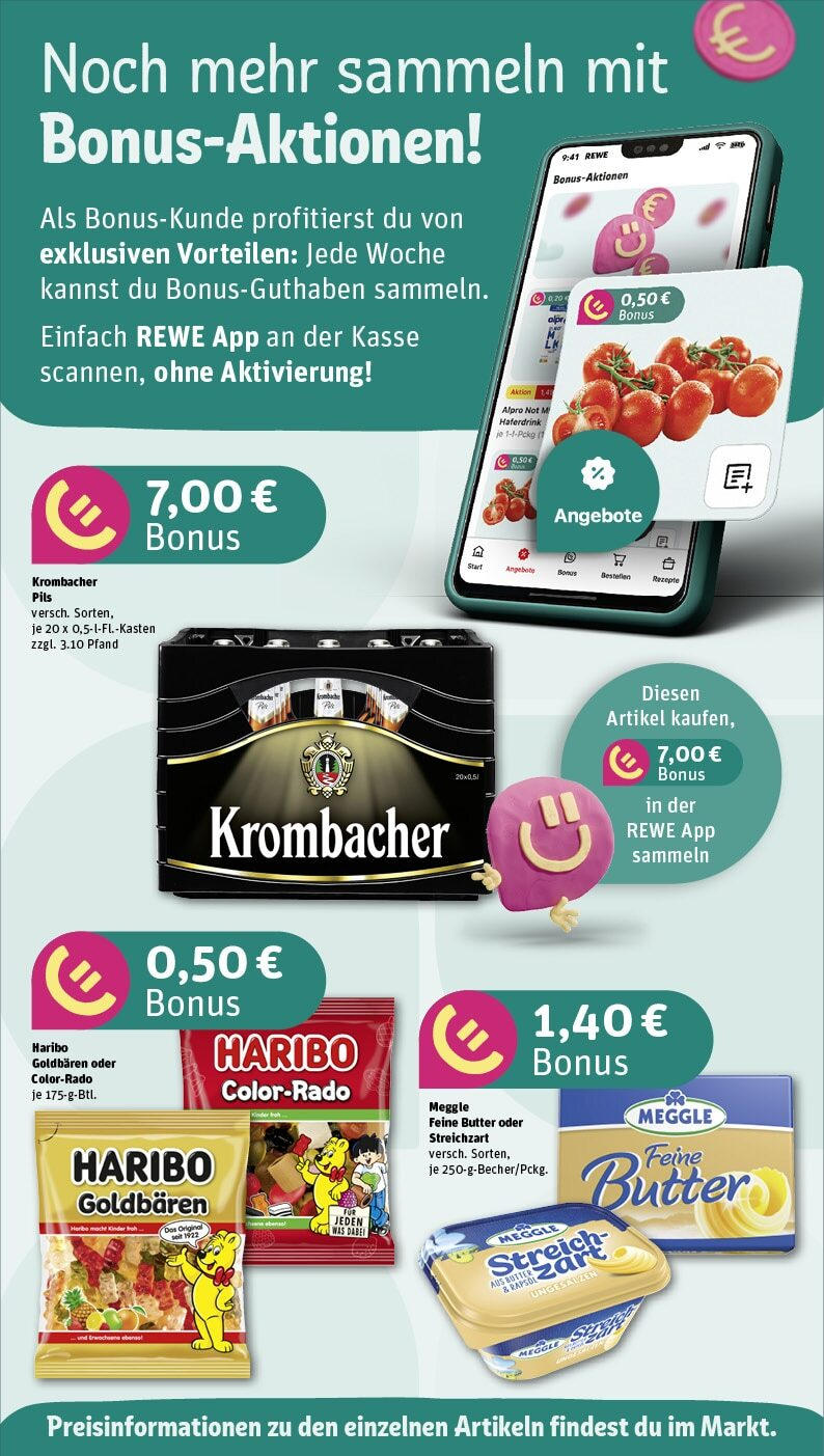 Rewe - Berlin / Mitte, Ackerstraße 2 (ab 06.01.2025) zum Blättern » Angebote | Seite: 4 | Produkte: Butter, Rapsöl, Alpro, Krombacher